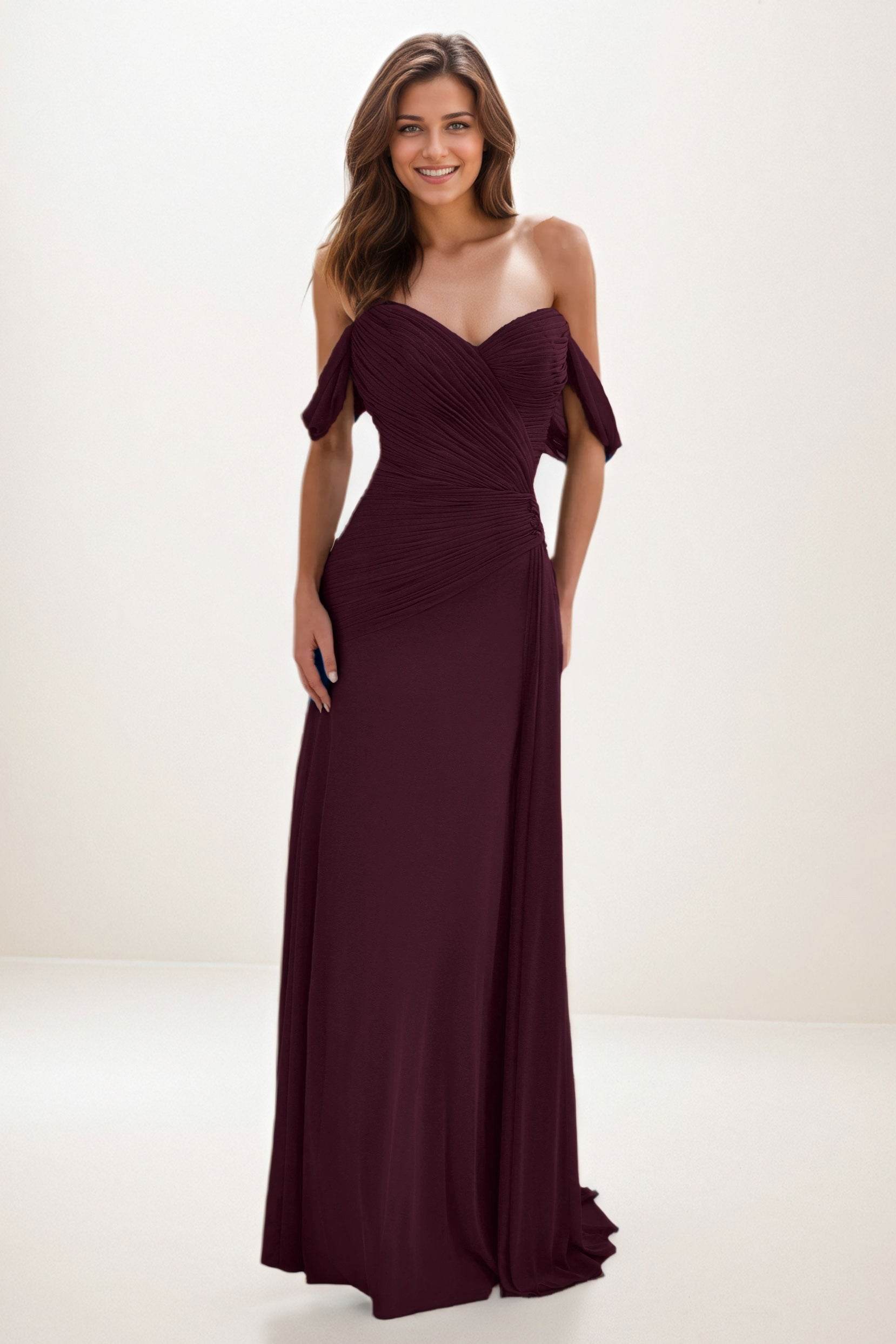 Sheath-Column Maxi Chiffon Wedding Guest Dress CG0288 - COCOMELODY