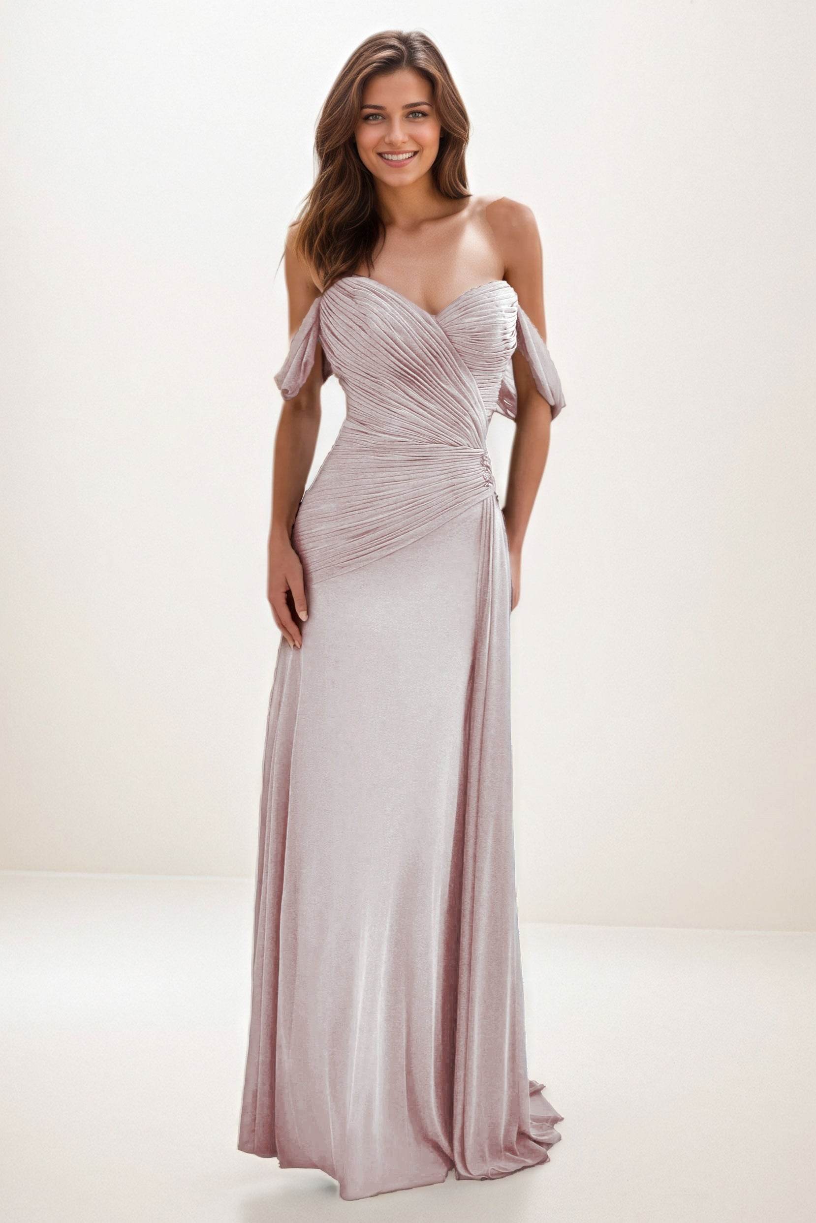 Sheath-Column Maxi Chiffon Wedding Guest Dress CG0288 - COCOMELODY