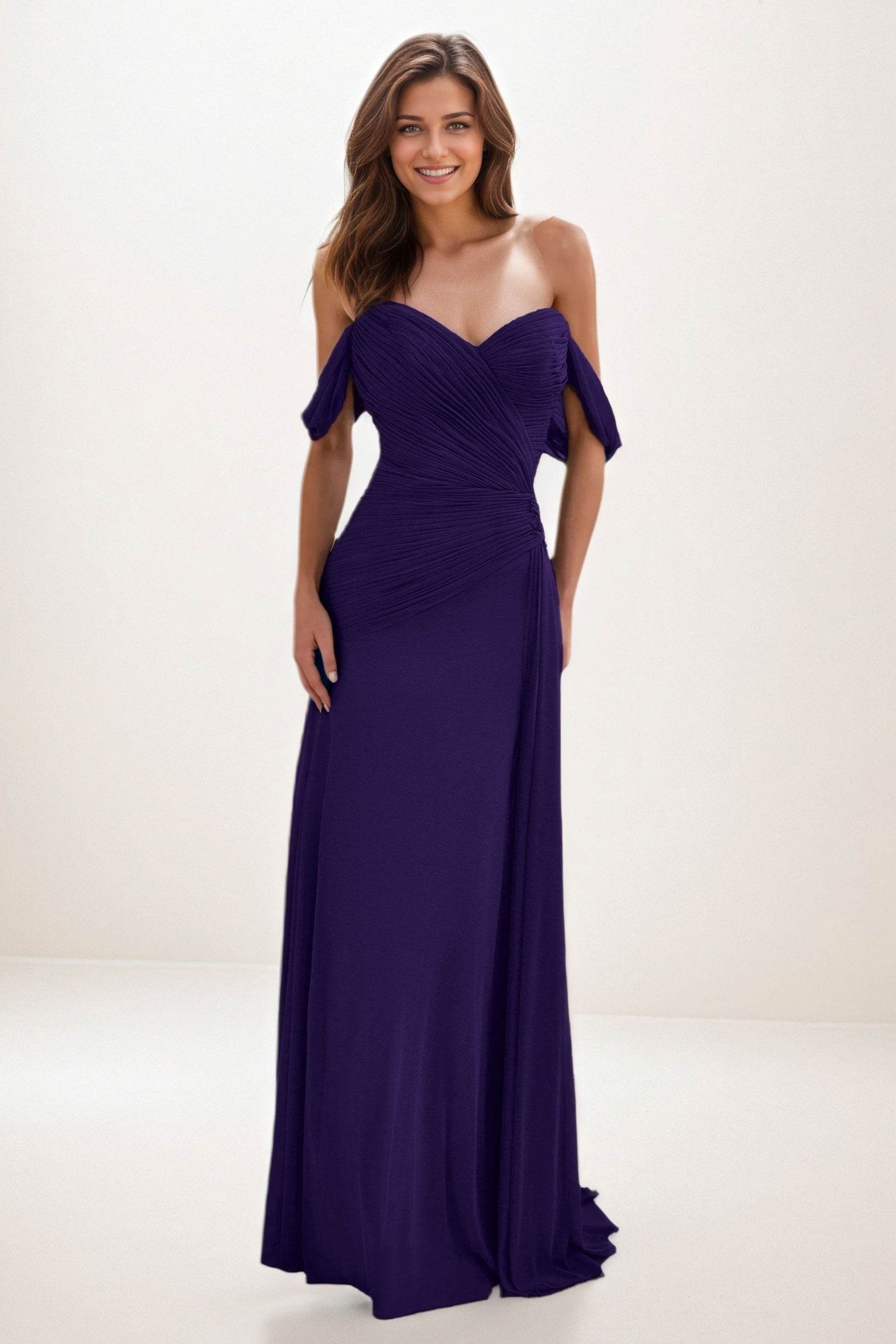 Sheath-Column Maxi Chiffon Wedding Guest Dress CG0288 - COCOMELODY