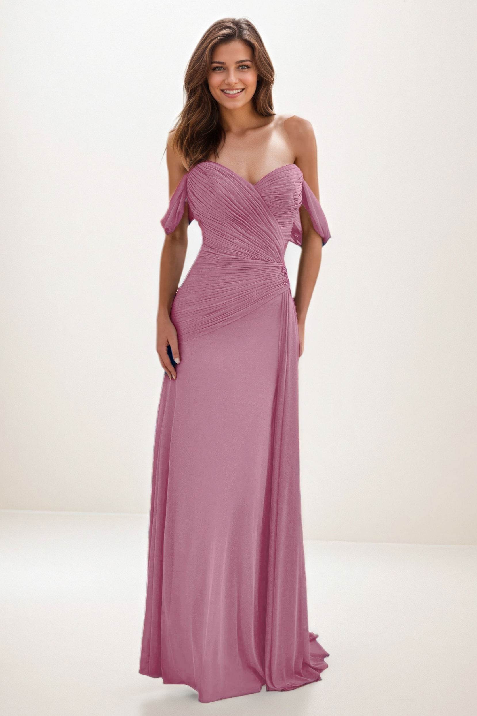 Sheath-Column Maxi Chiffon Wedding Guest Dress CG0288 - COCOMELODY