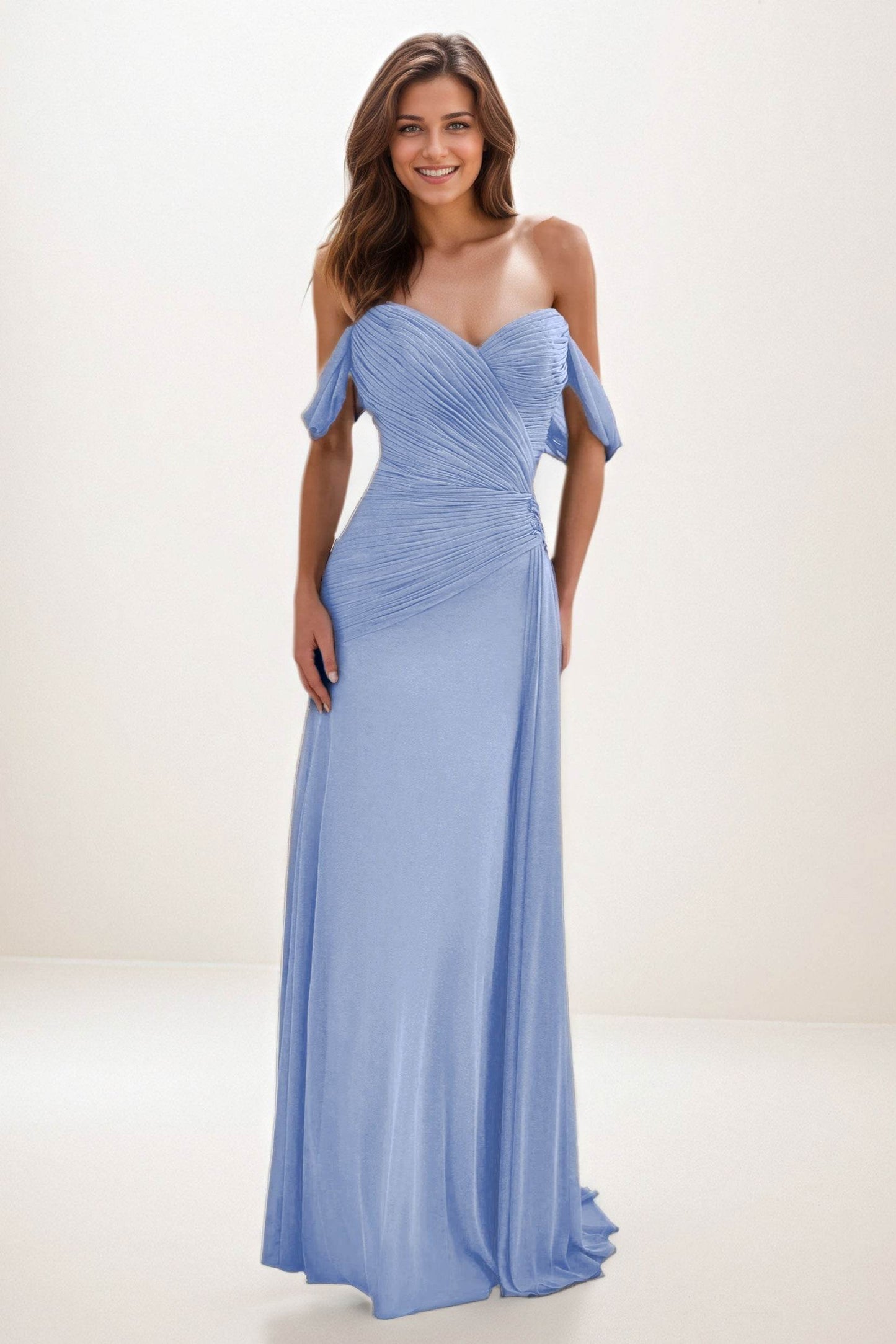 Sheath-Column Maxi Chiffon Wedding Guest Dress CG0288 - COCOMELODY