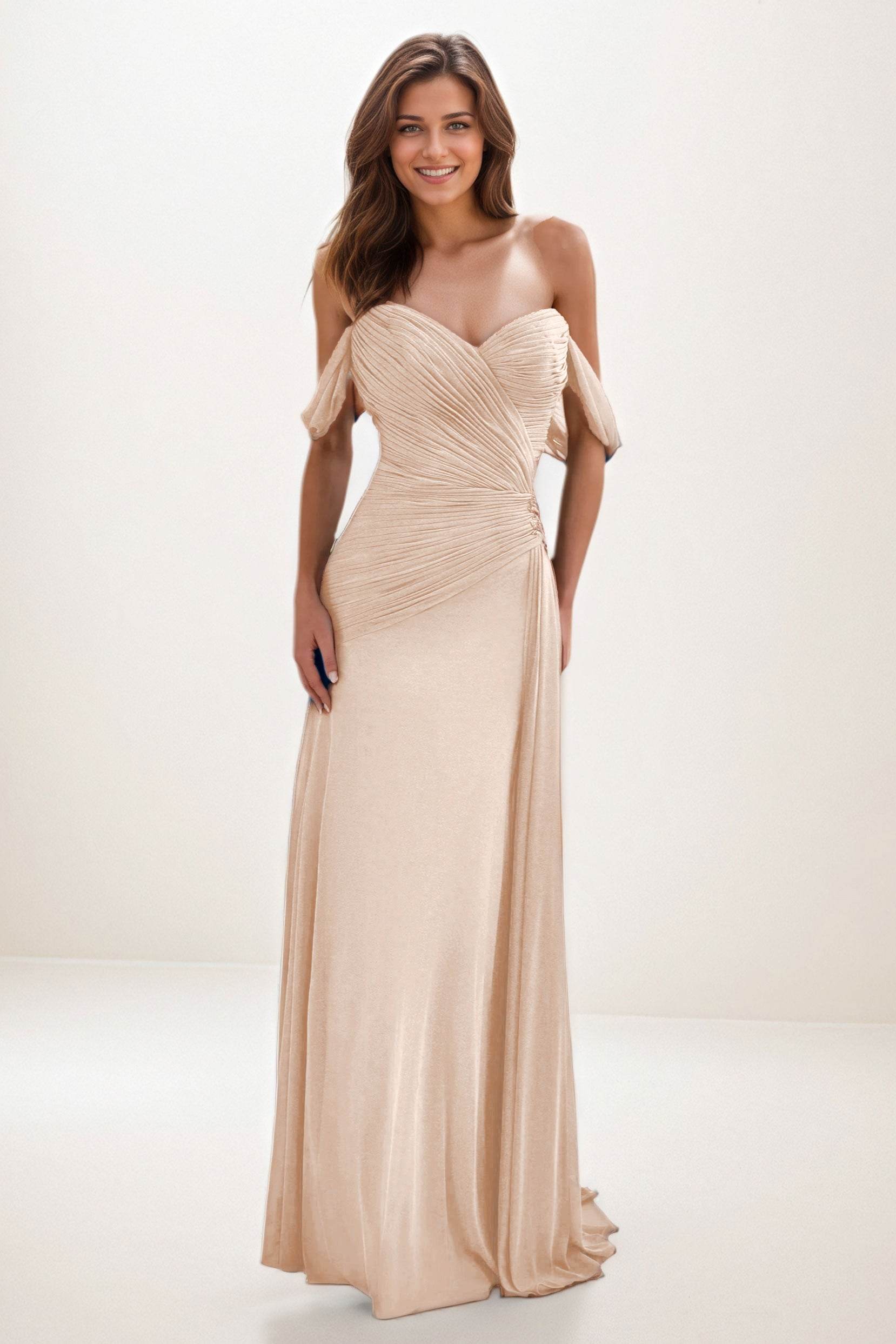 Sheath-Column Maxi Chiffon Wedding Guest Dress CG0288 - COCOMELODY