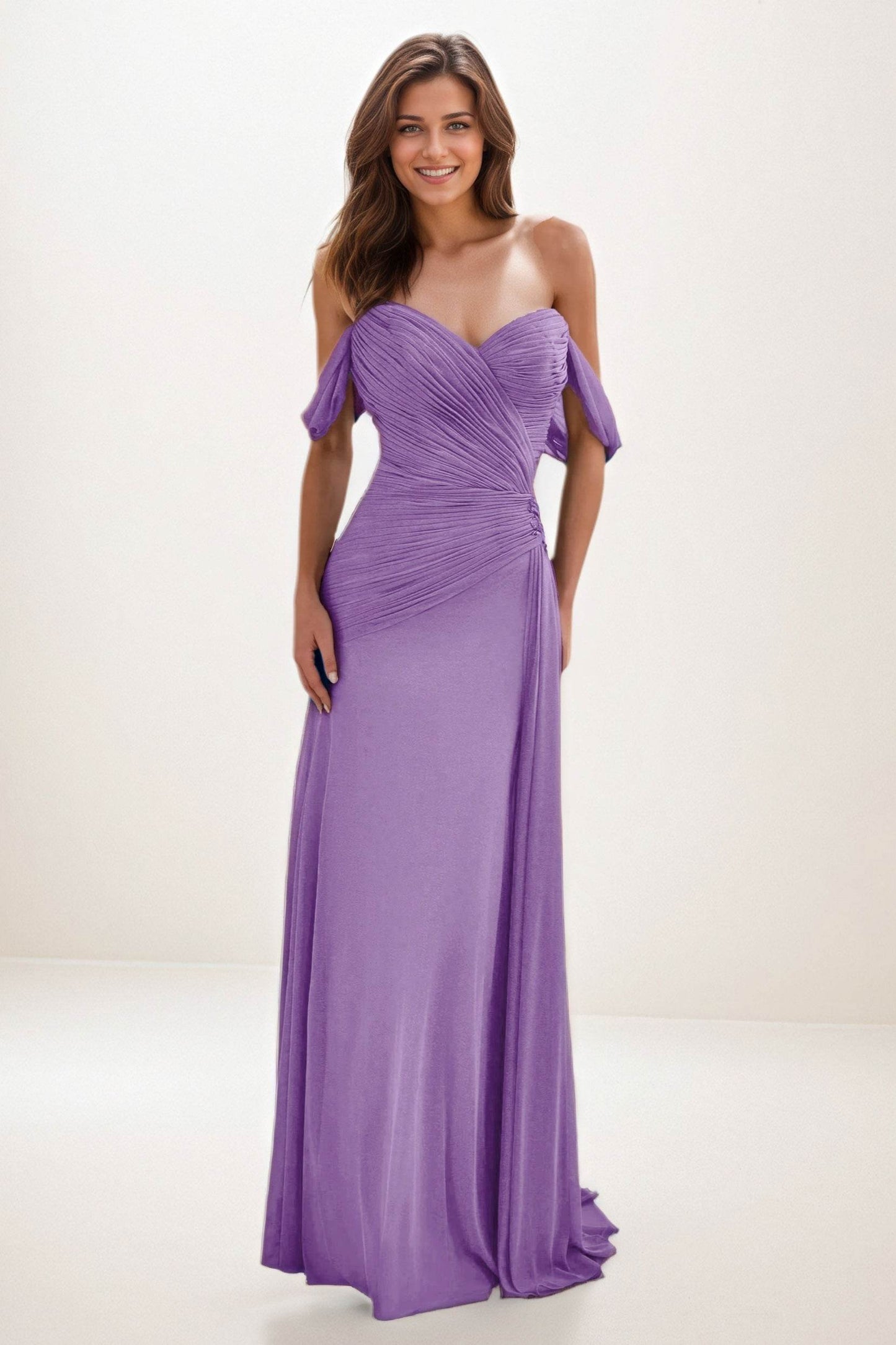 Sheath-Column Maxi Chiffon Wedding Guest Dress CG0288 - COCOMELODY
