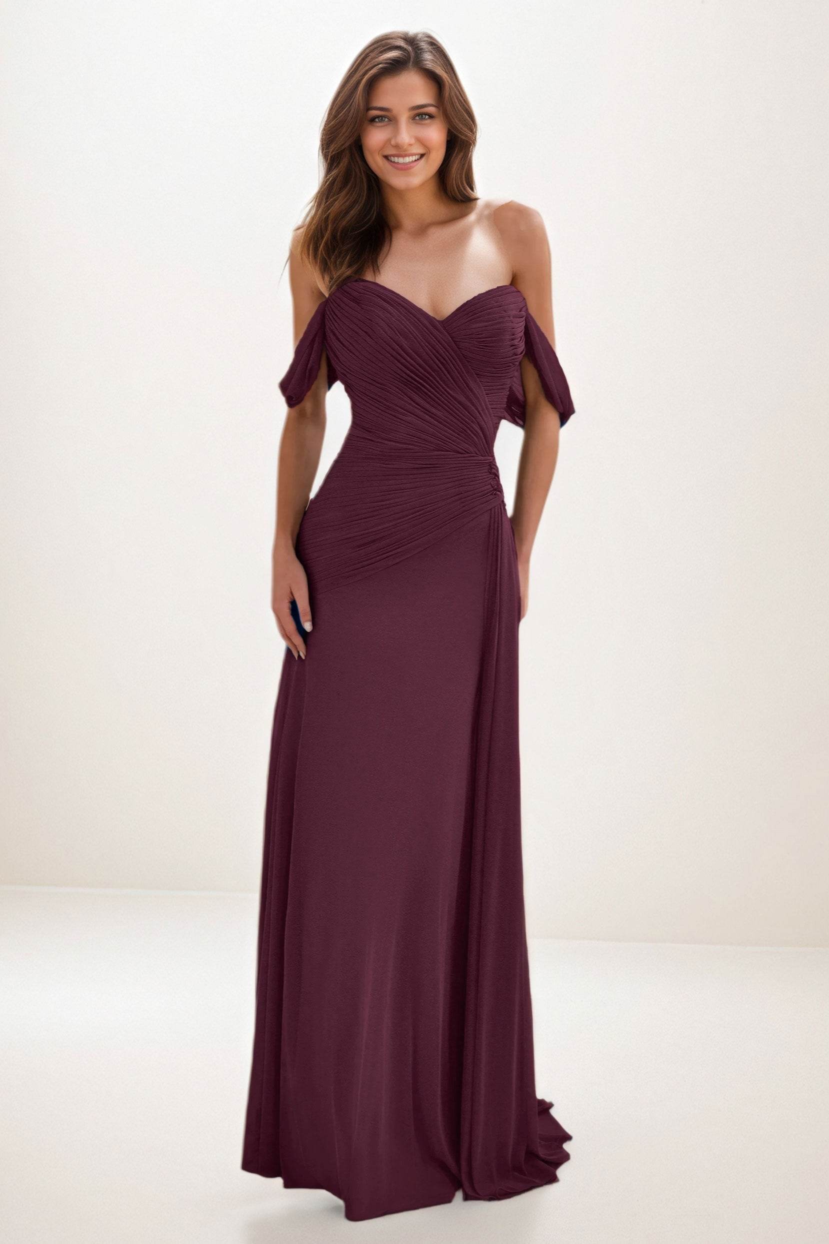 Sheath-Column Maxi Chiffon Wedding Guest Dress CG0288 - COCOMELODY