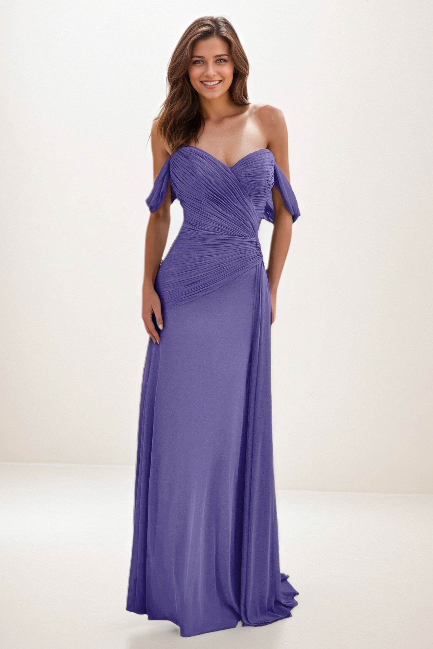 Sheath-Column Maxi Chiffon Wedding Guest Dress CG0288 - COCOMELODY