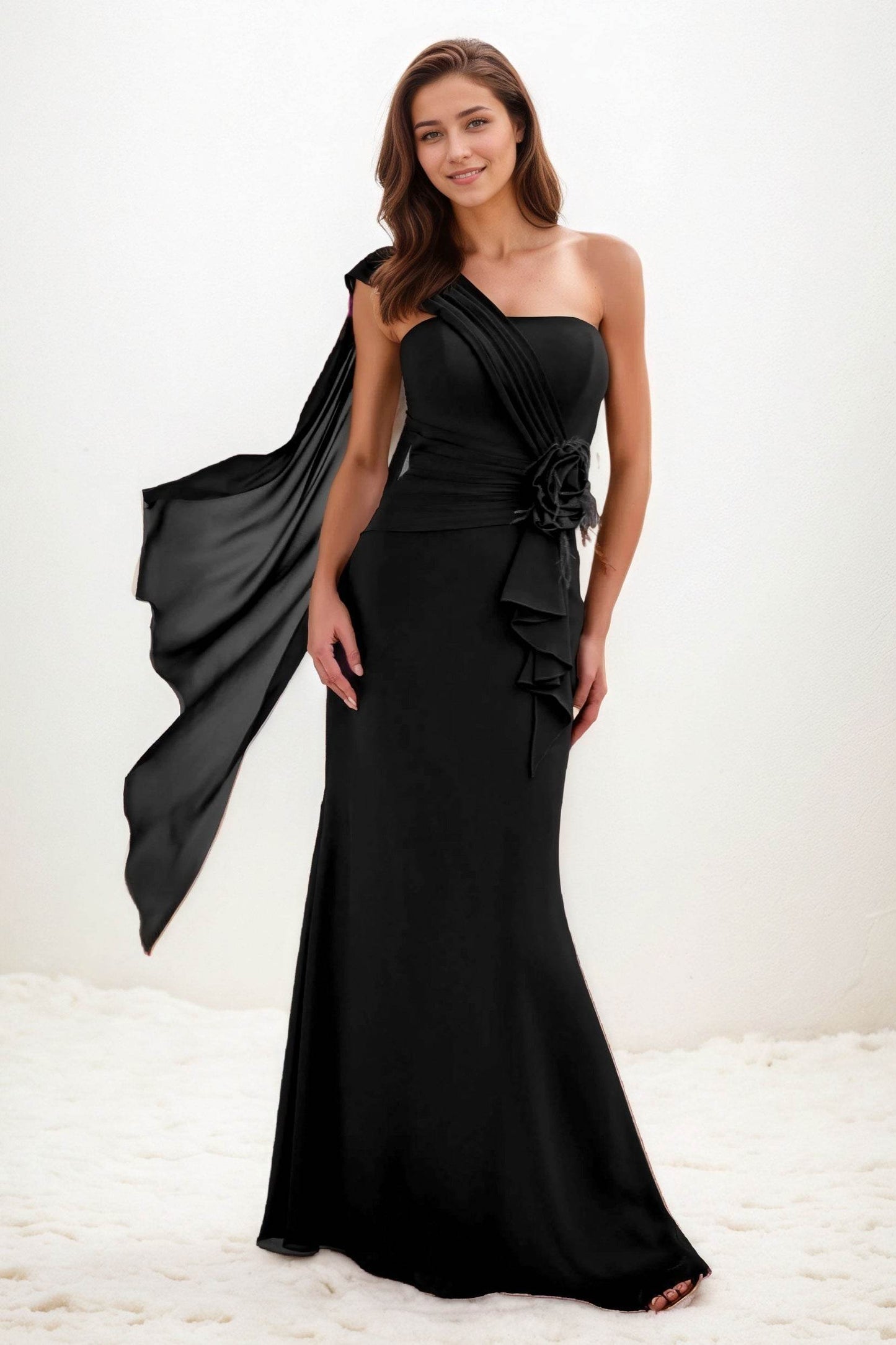 Trumpet-Mermaid Maxi Chiffon Wedding Guest Dress CG0289 - COCOMELODY