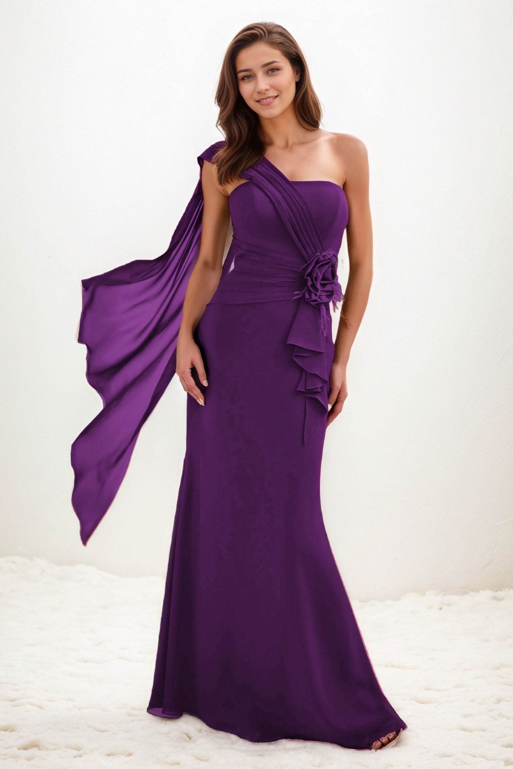 Trumpet-Mermaid Maxi Chiffon Wedding Guest Dress CG0289 - COCOMELODY