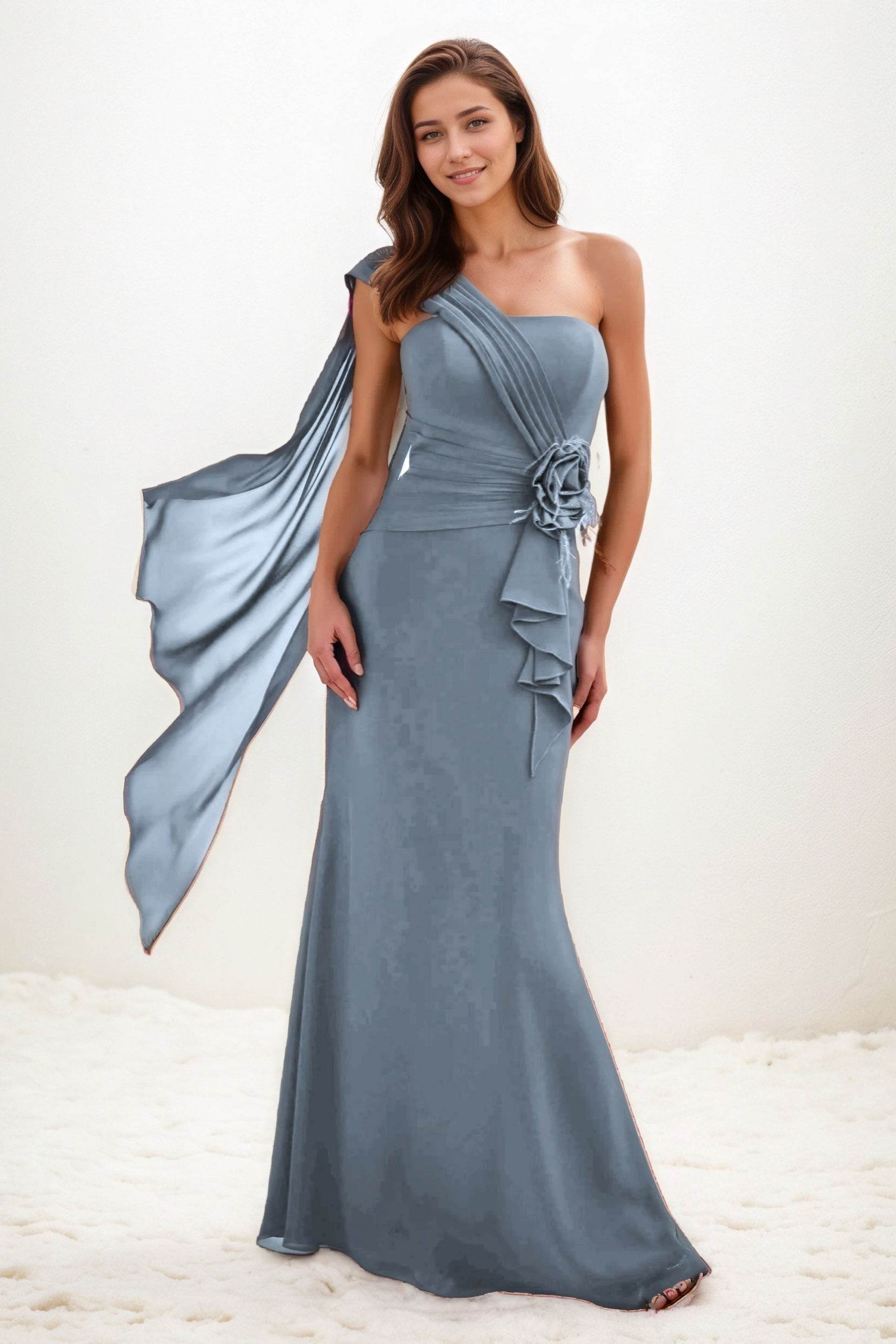 Trumpet-Mermaid Maxi Chiffon Wedding Guest Dress CG0289 - COCOMELODY