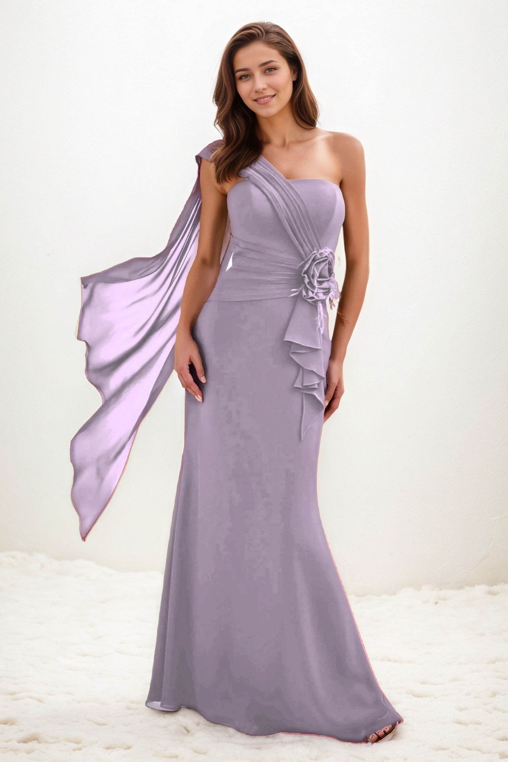 Trumpet-Mermaid Maxi Chiffon Wedding Guest Dress CG0289 - COCOMELODY
