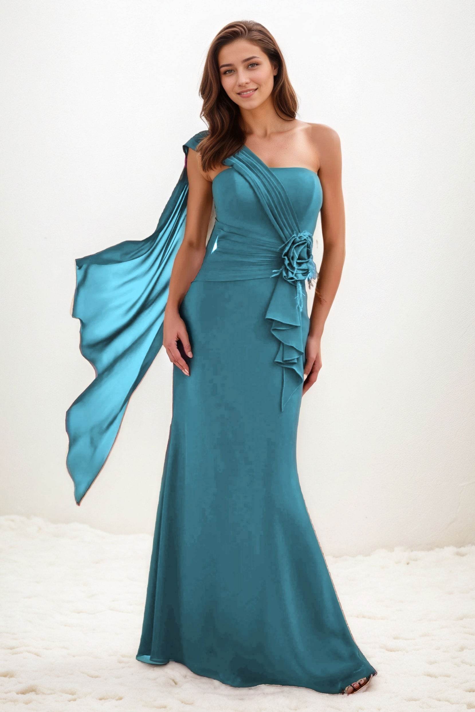 Trumpet-Mermaid Maxi Chiffon Wedding Guest Dress CG0289 - COCOMELODY