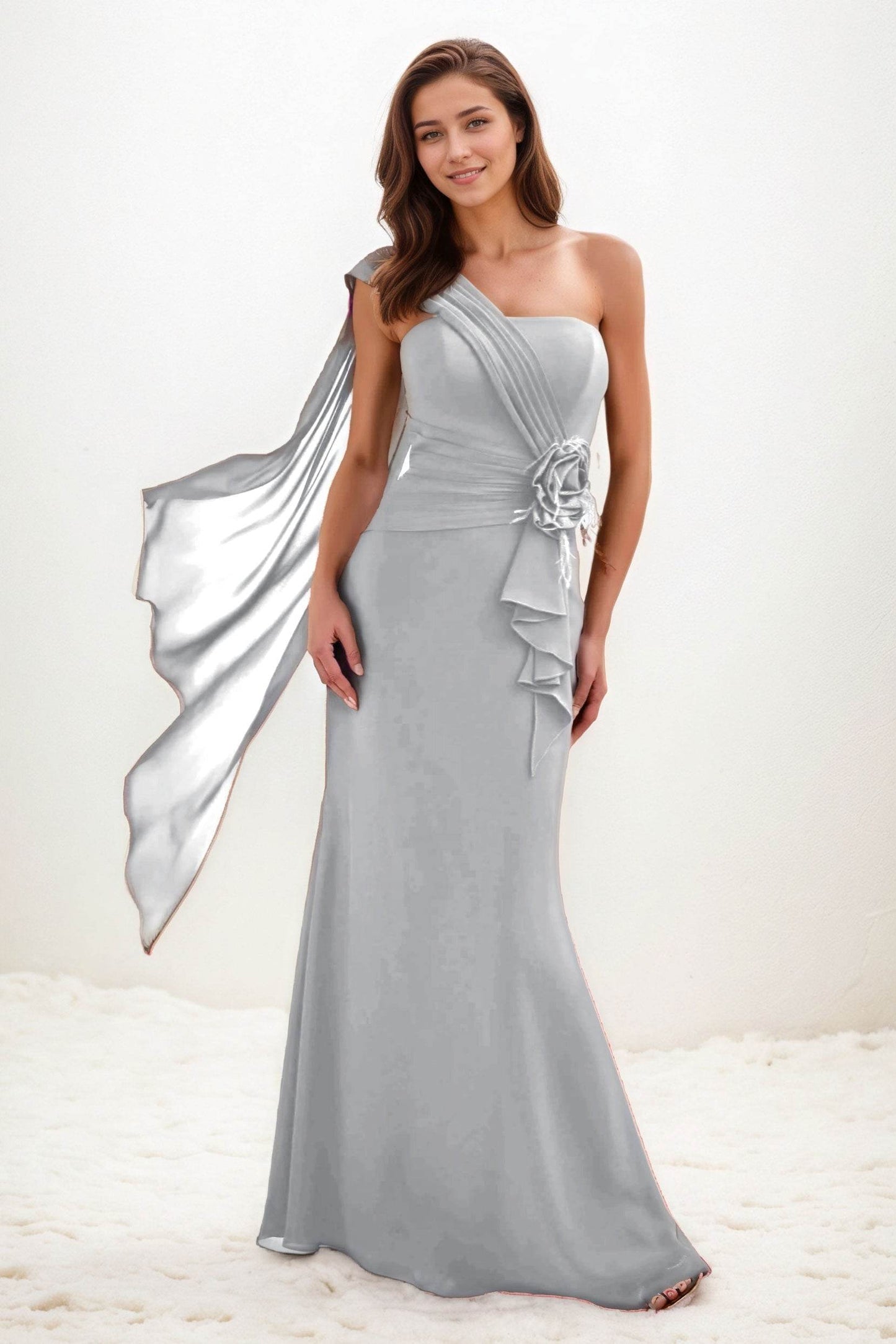 Trumpet-Mermaid Maxi Chiffon Wedding Guest Dress CG0289 - COCOMELODY