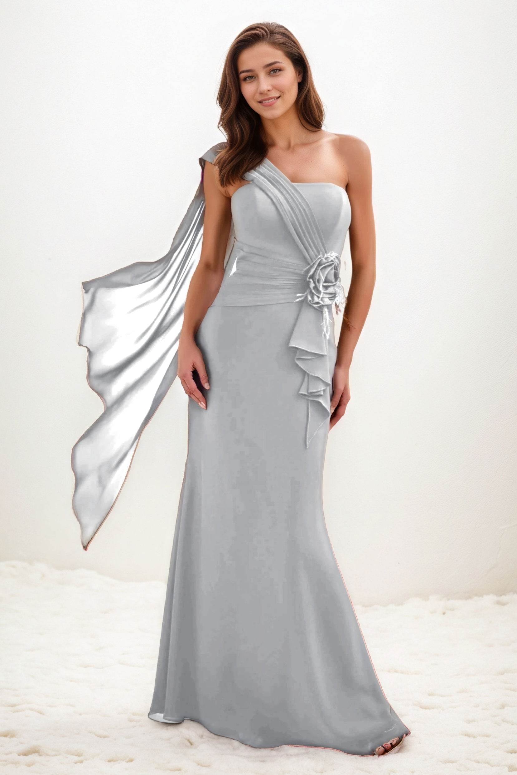 Trumpet-Mermaid Maxi Chiffon Wedding Guest Dress CG0289 - COCOMELODY