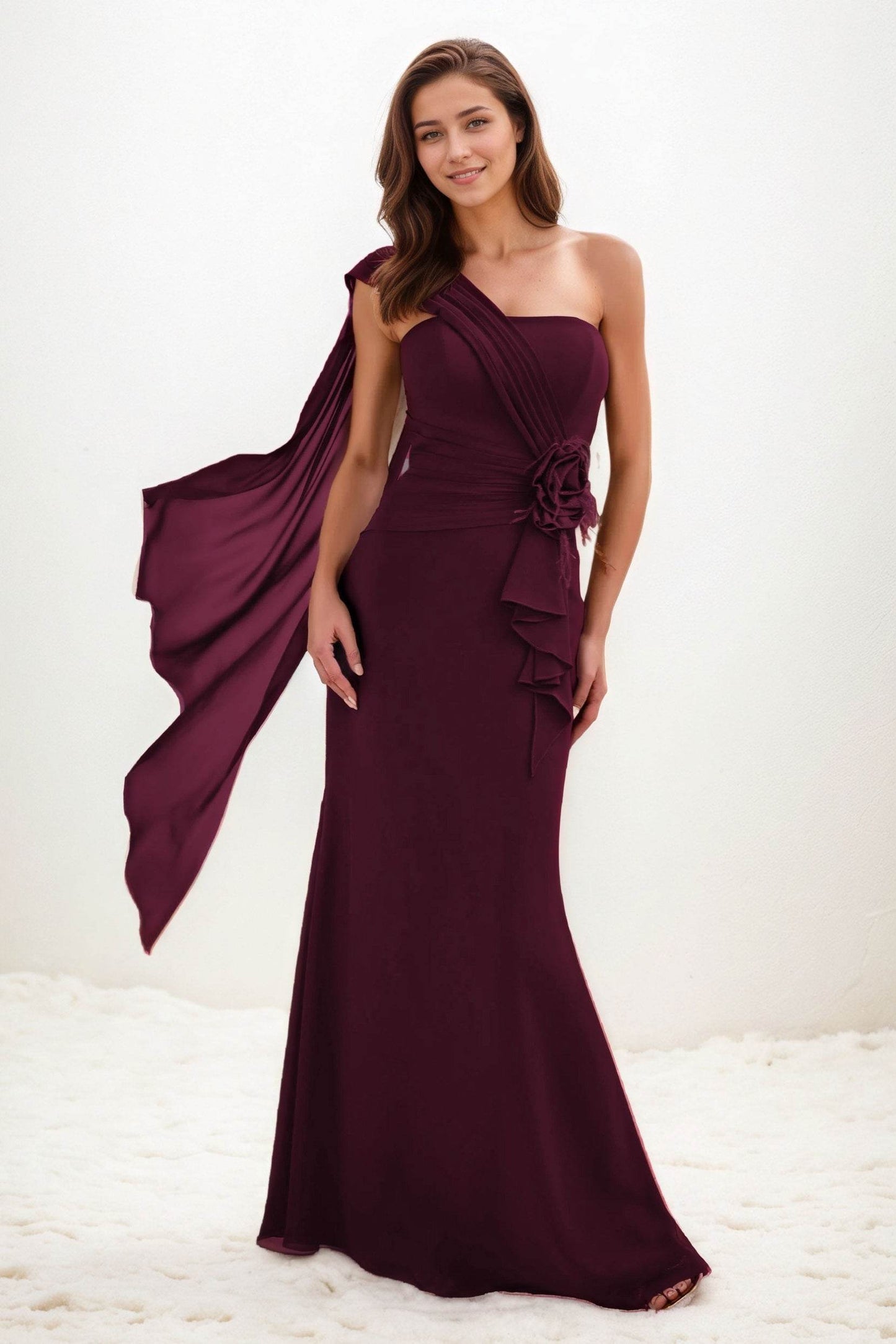 Trumpet-Mermaid Maxi Chiffon Wedding Guest Dress CG0289 - COCOMELODY