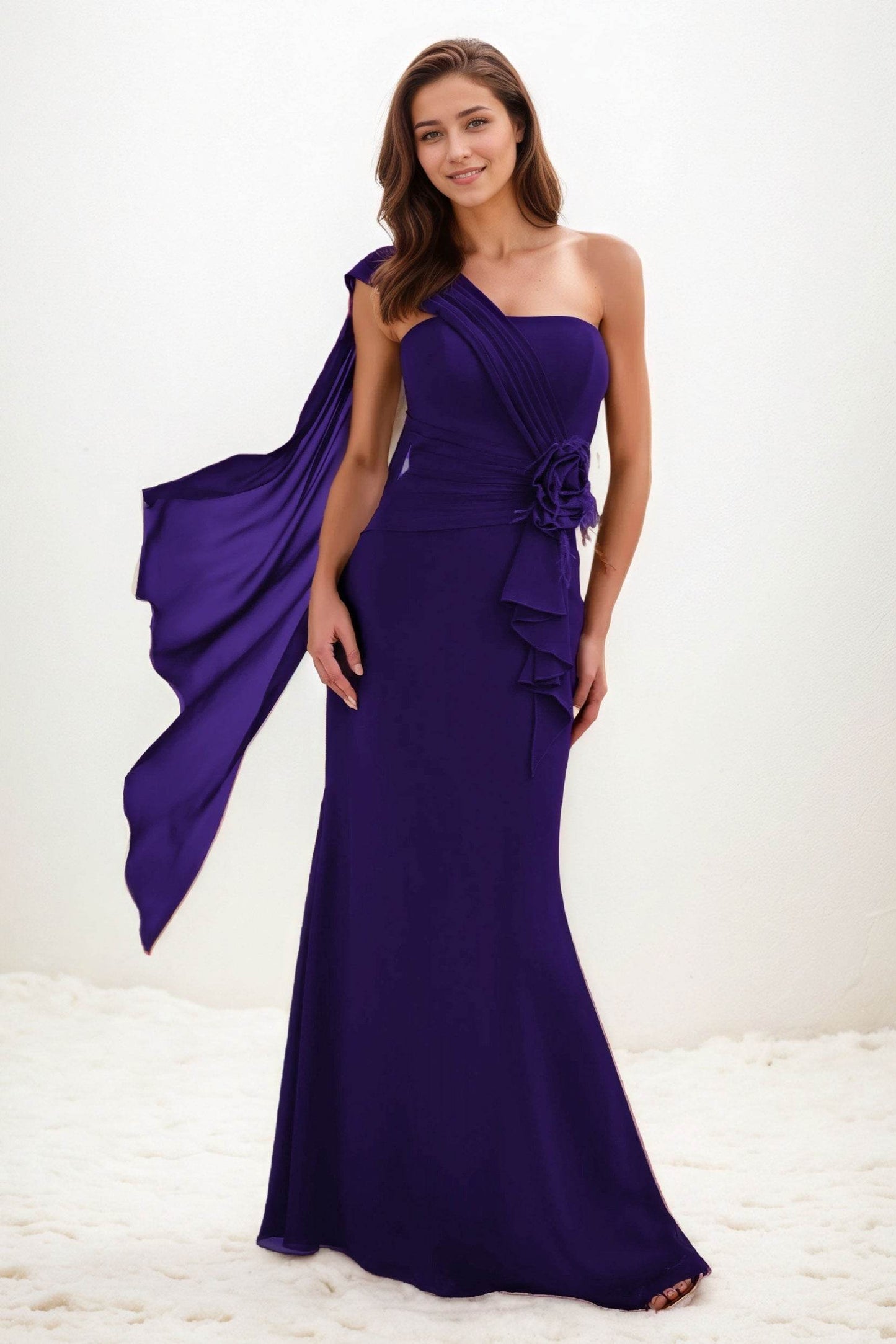 Trumpet-Mermaid Maxi Chiffon Wedding Guest Dress CG0289 - COCOMELODY