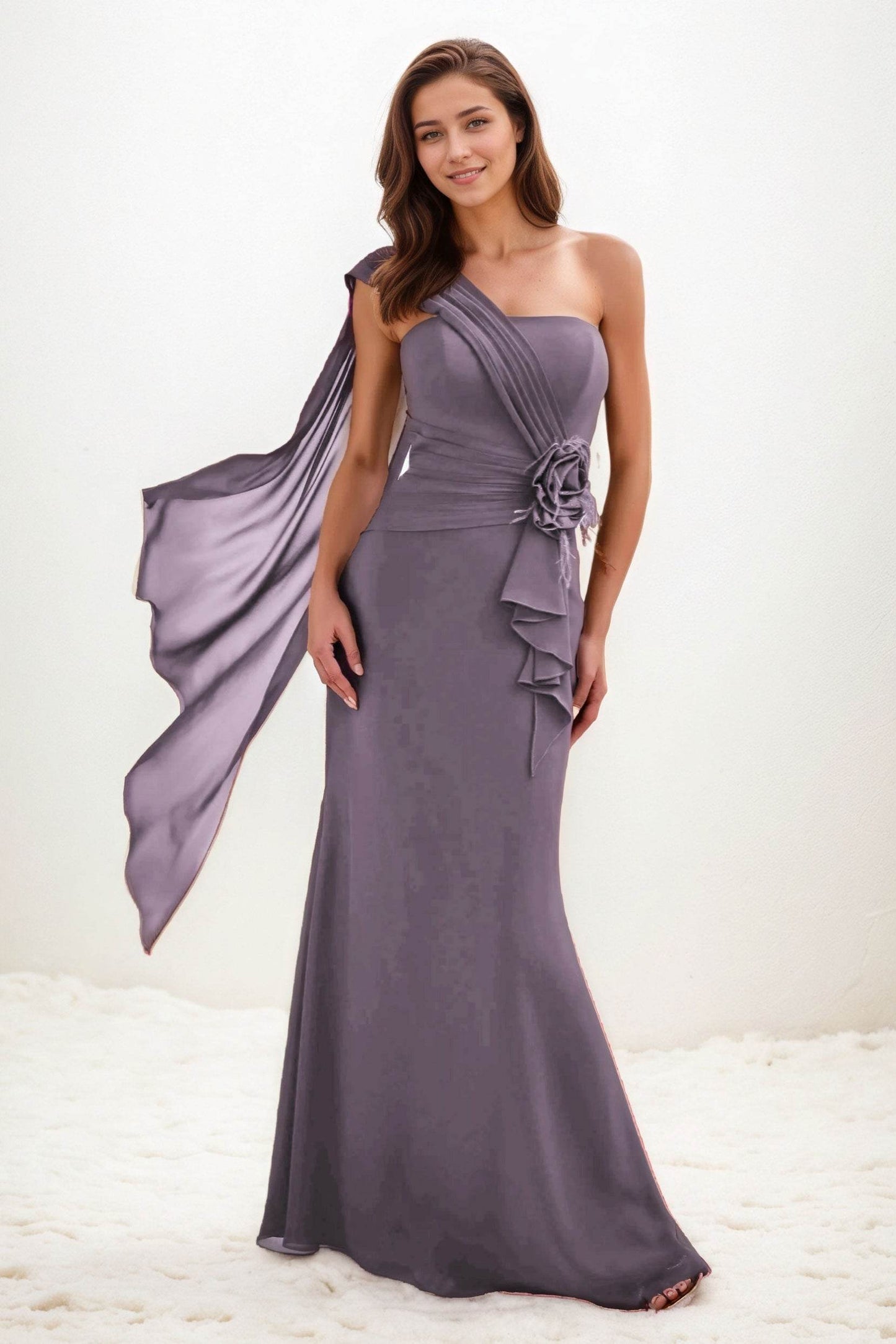 Trumpet-Mermaid Maxi Chiffon Wedding Guest Dress CG0289 - COCOMELODY