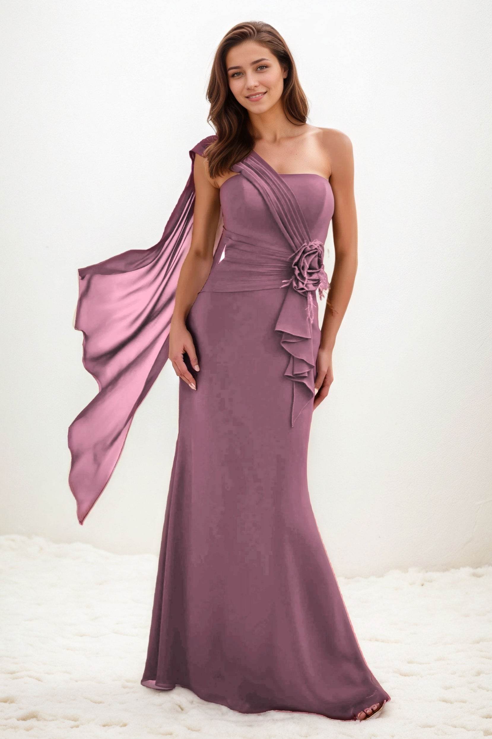 Trumpet-Mermaid Maxi Chiffon Wedding Guest Dress CG0289 - COCOMELODY