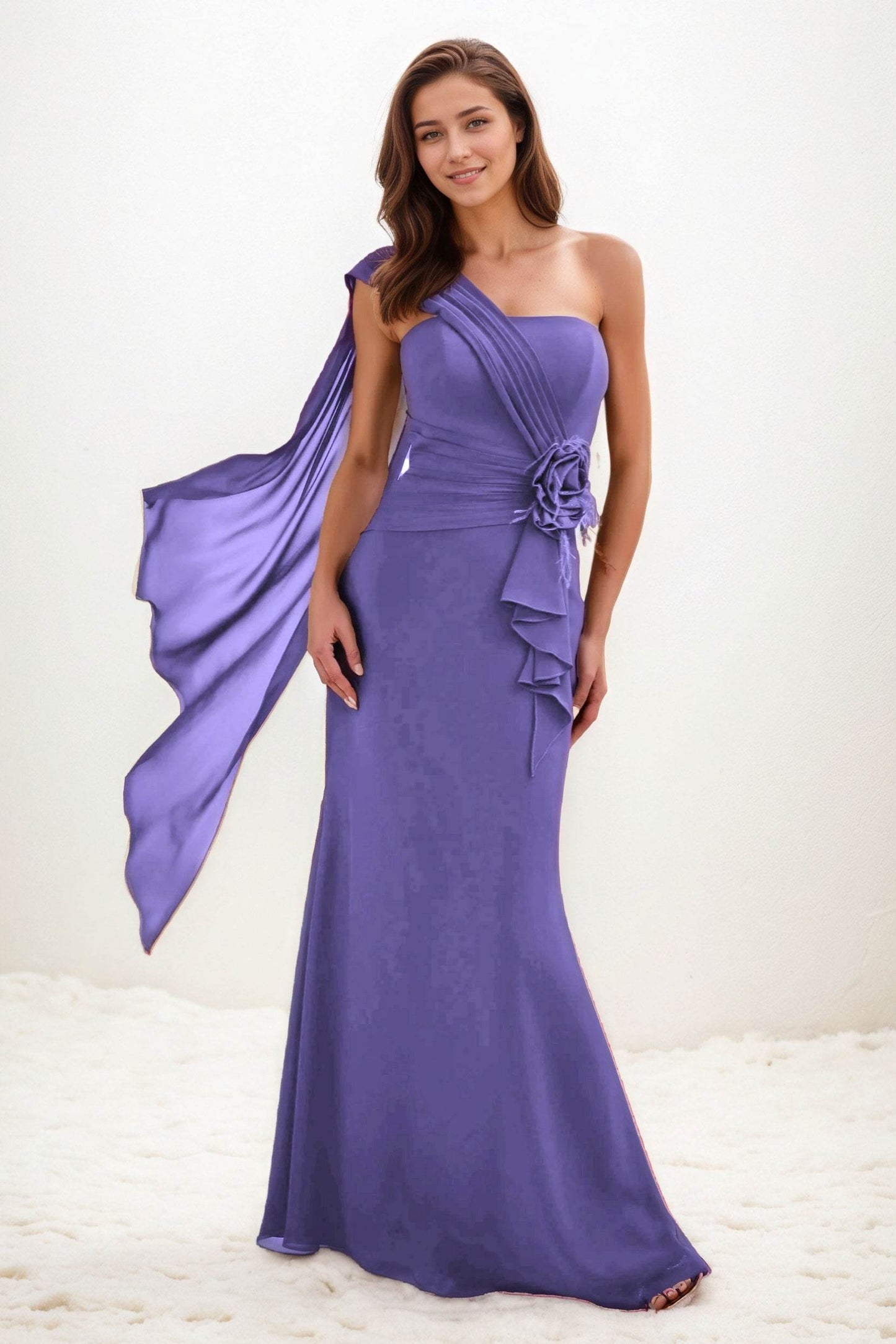 Trumpet-Mermaid Maxi Chiffon Wedding Guest Dress CG0289 - COCOMELODY