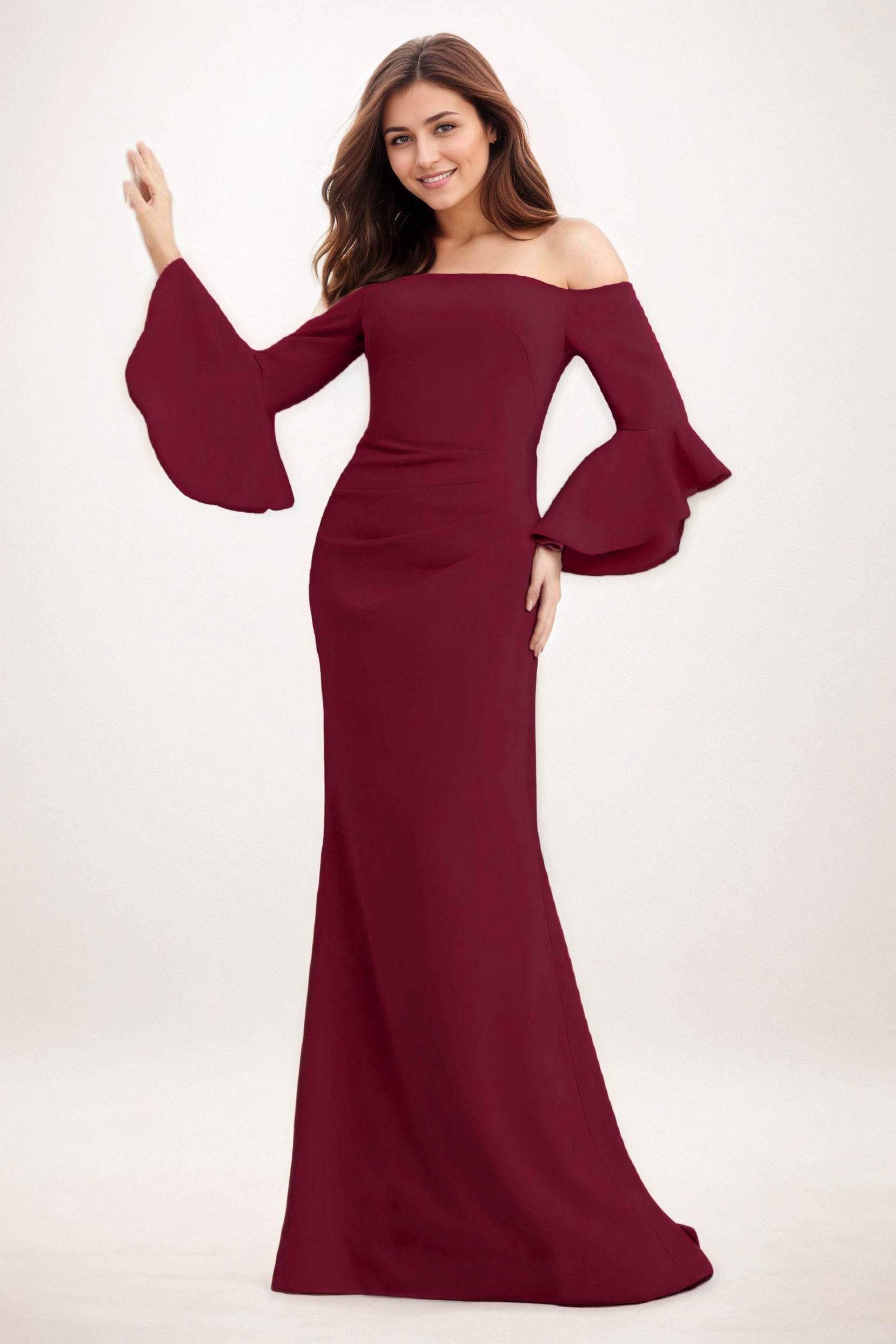 Trumpet-Mermaid Maxi Elastic Cloth Wedding Guest Dress CG0298 - COCOMELODY