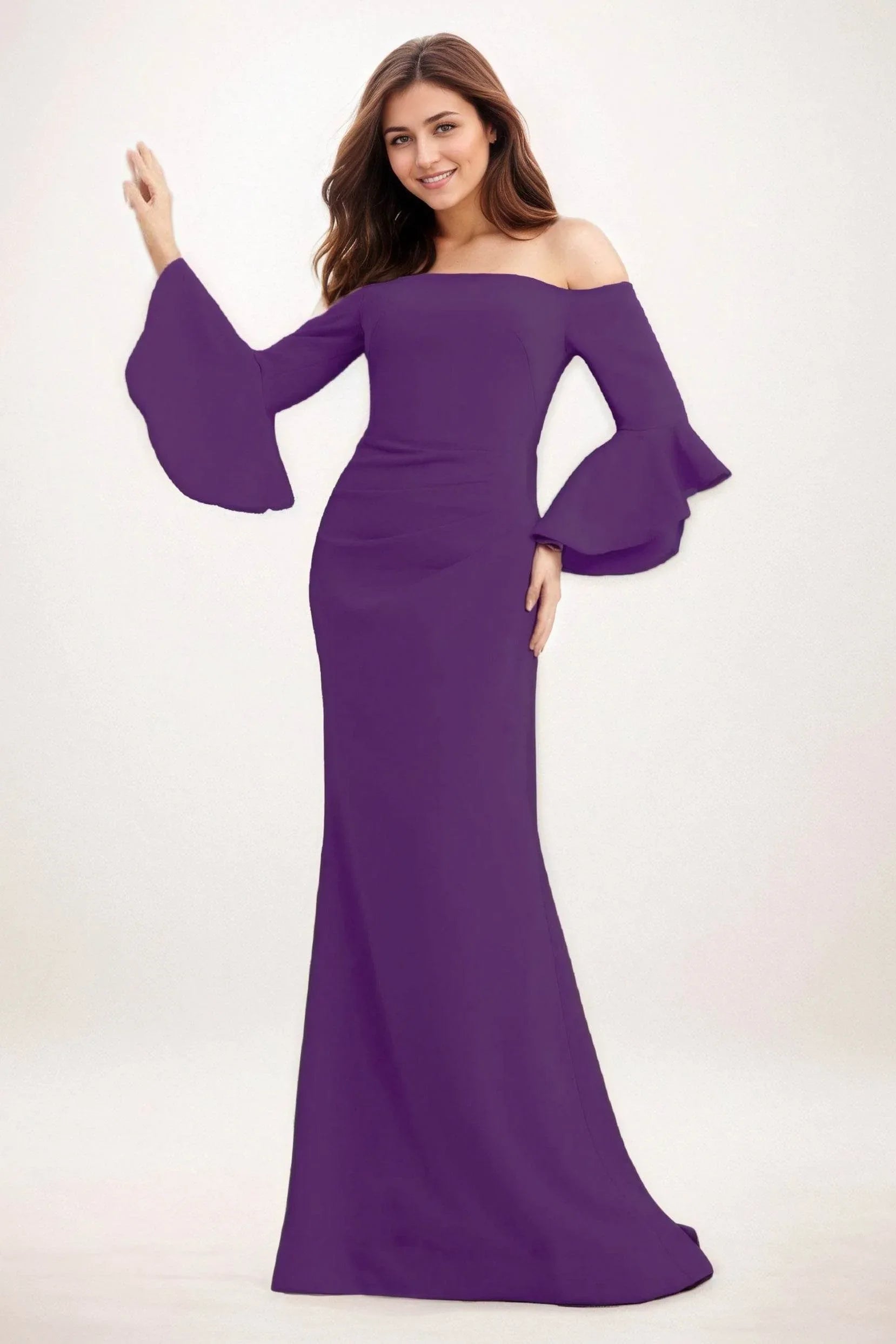 Trumpet-Mermaid Maxi Elastic Cloth Wedding Guest Dress COCOMELODY CG0298, Burgundy Trumpet-Mermaid Maxi Elastic Cloth Wedding Guest Dress COCOMELODY CG0298, Burgundy