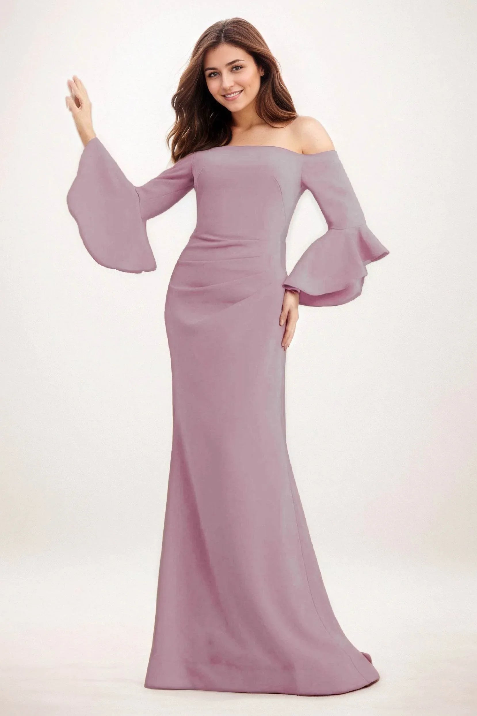 Trumpet-Mermaid Maxi Elastic Cloth Wedding Guest Dress COCOMELODY CG0298, Burgundy Trumpet-Mermaid Maxi Elastic Cloth Wedding Guest Dress COCOMELODY CG0298, Burgundy