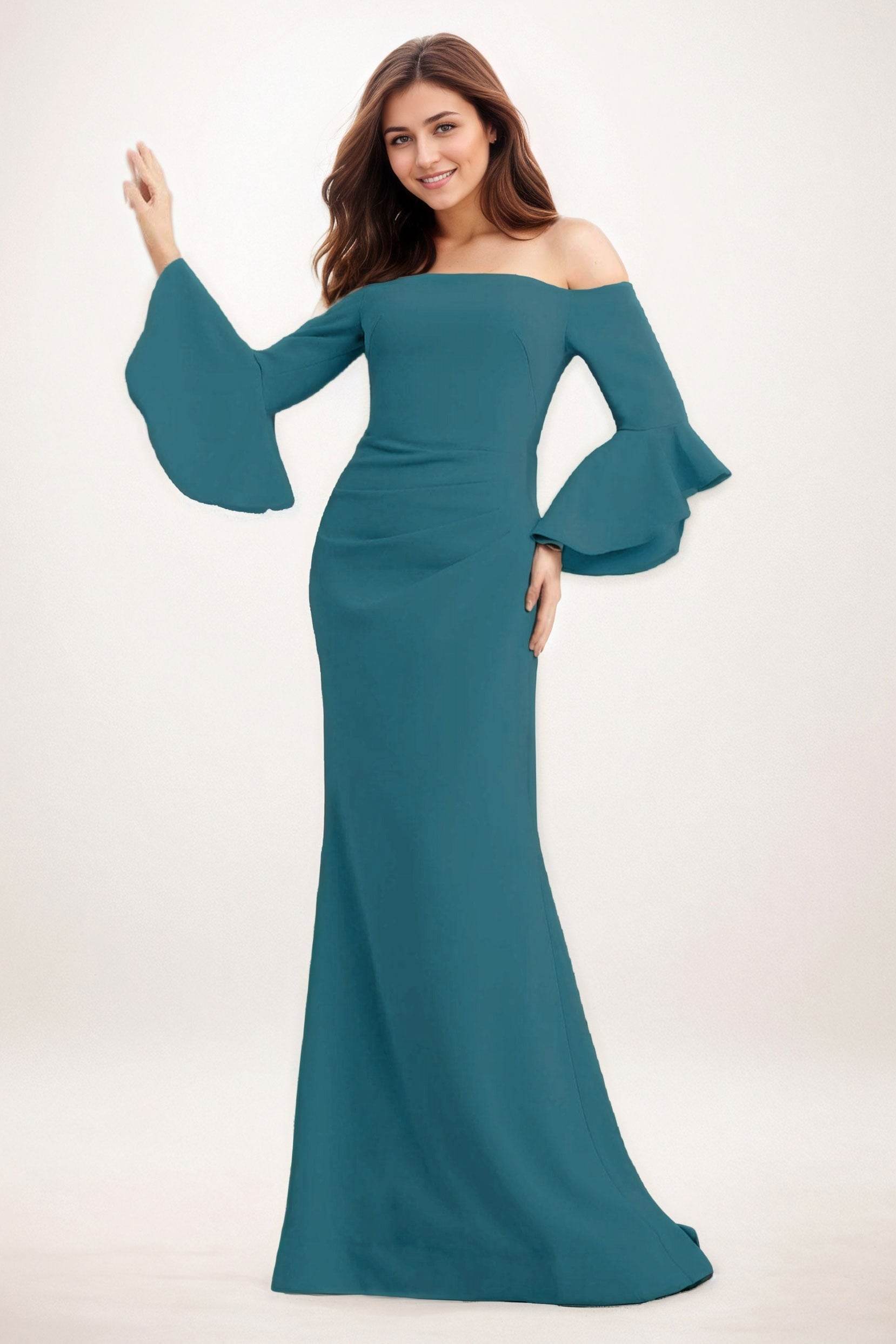 Trumpet-Mermaid Maxi Elastic Cloth Wedding Guest Dress CG0298 - COCOMELODY