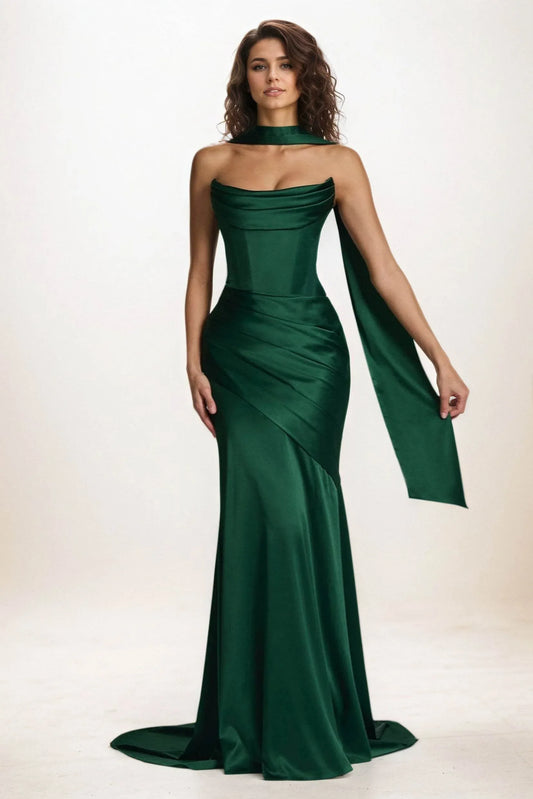 Mother of the Bride Dress Satin A-Line Tea Length Cowl Neck Bow Formal Gown COCOMELODY CM0348 Mother of the Bride Dress Satin A-Line Tea Length Cowl Neck Bow Formal Gown COCOMELODY CM0348