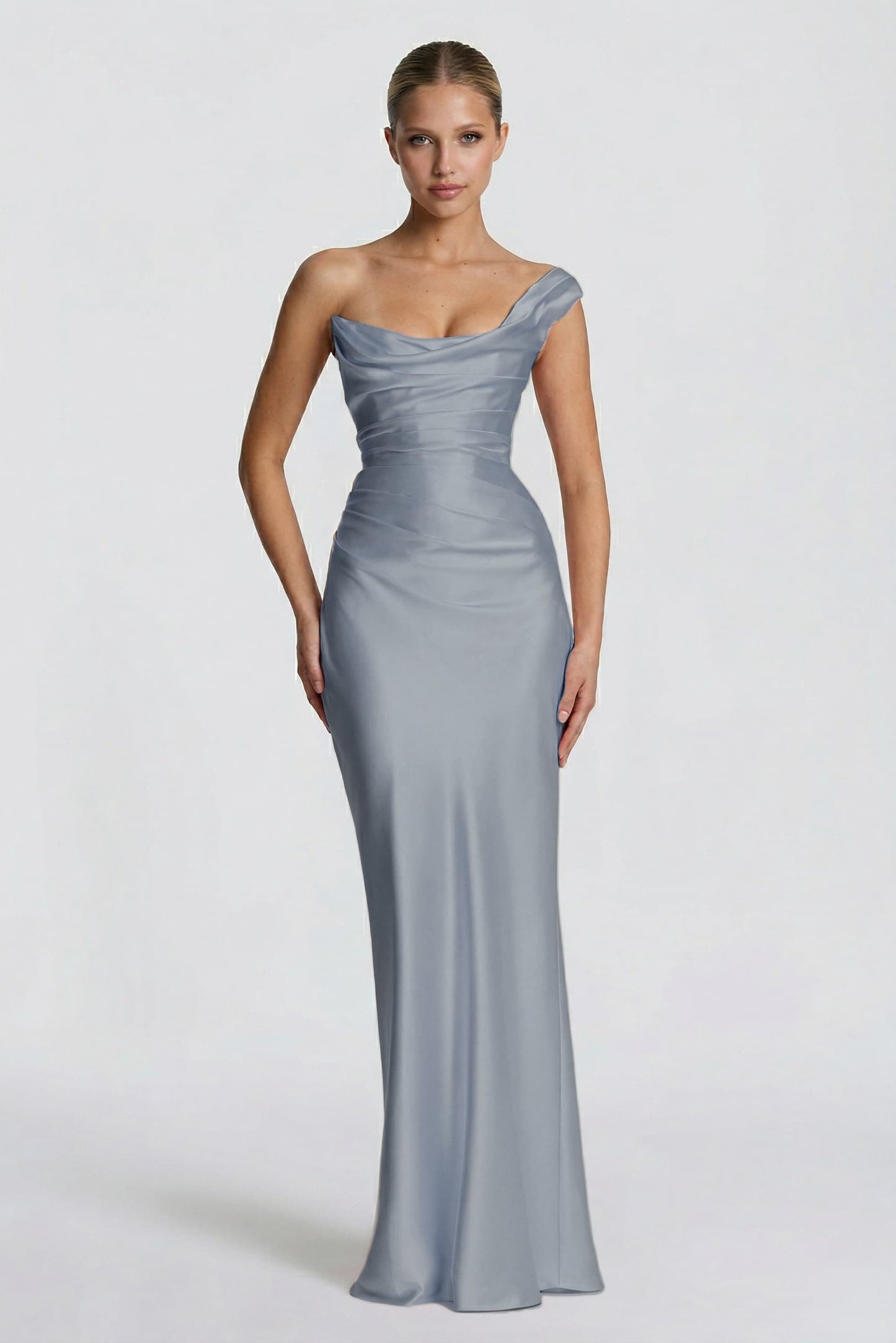 Sheath-Column Floor Length Acetate Satin Wedding Guest Dress CG0302