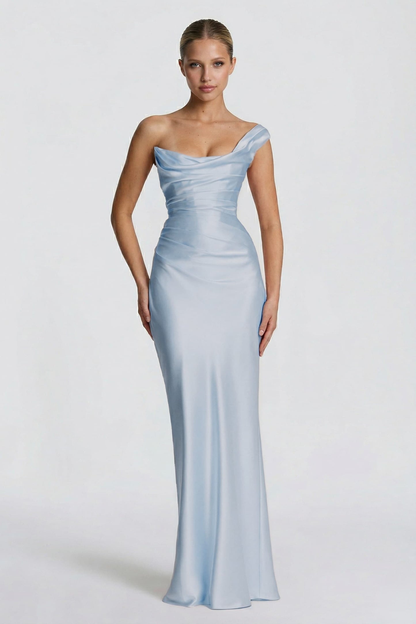Sheath-Column Floor Length Acetate Satin Wedding Guest Dress CG0302