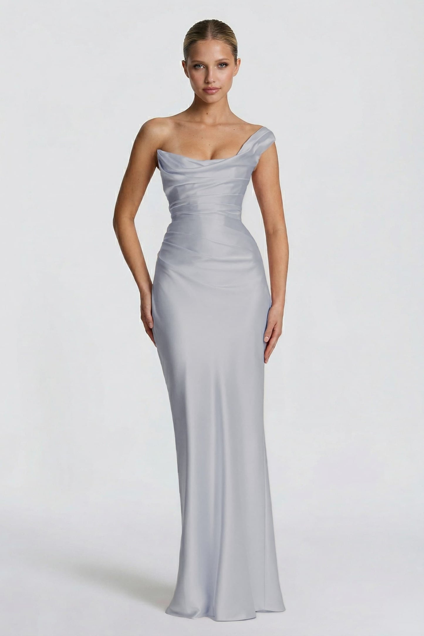 Sheath-Column Floor Length Acetate Satin Wedding Guest Dress CG0302
