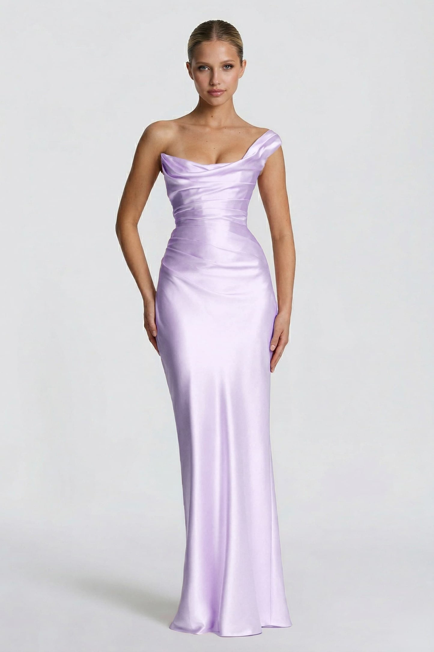 Sheath-Column Floor Length Acetate Satin Wedding Guest Dress CG0302