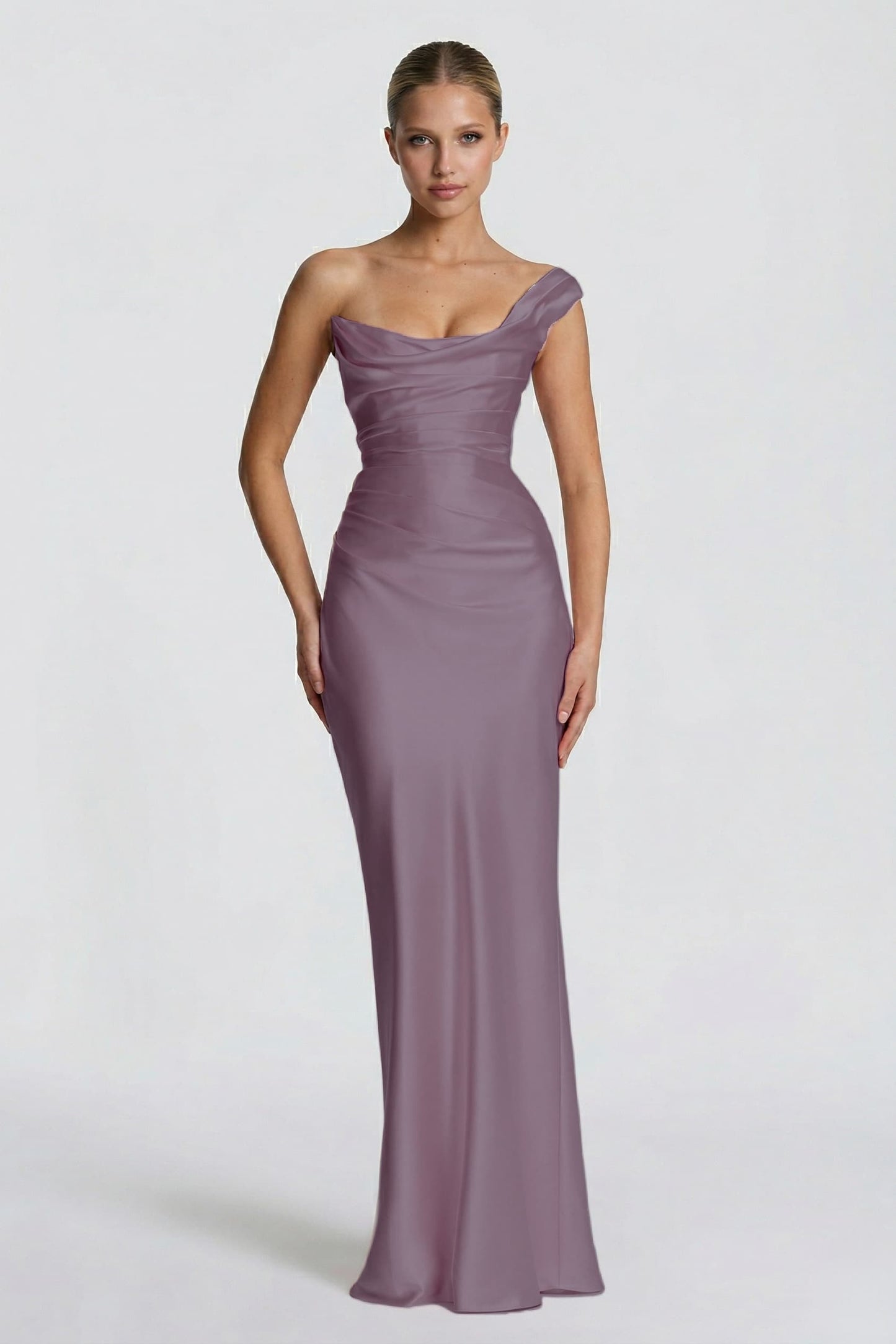 Sheath-Column Floor Length Acetate Satin Wedding Guest Dress CG0302