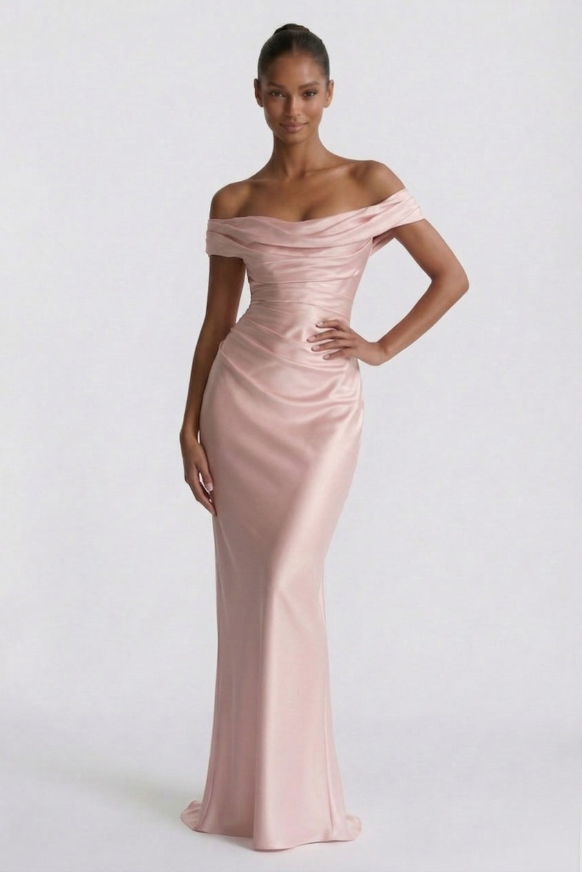 Sheath-Column Floor Length Acetate Satin Bridesmaid Dress CG0303BM