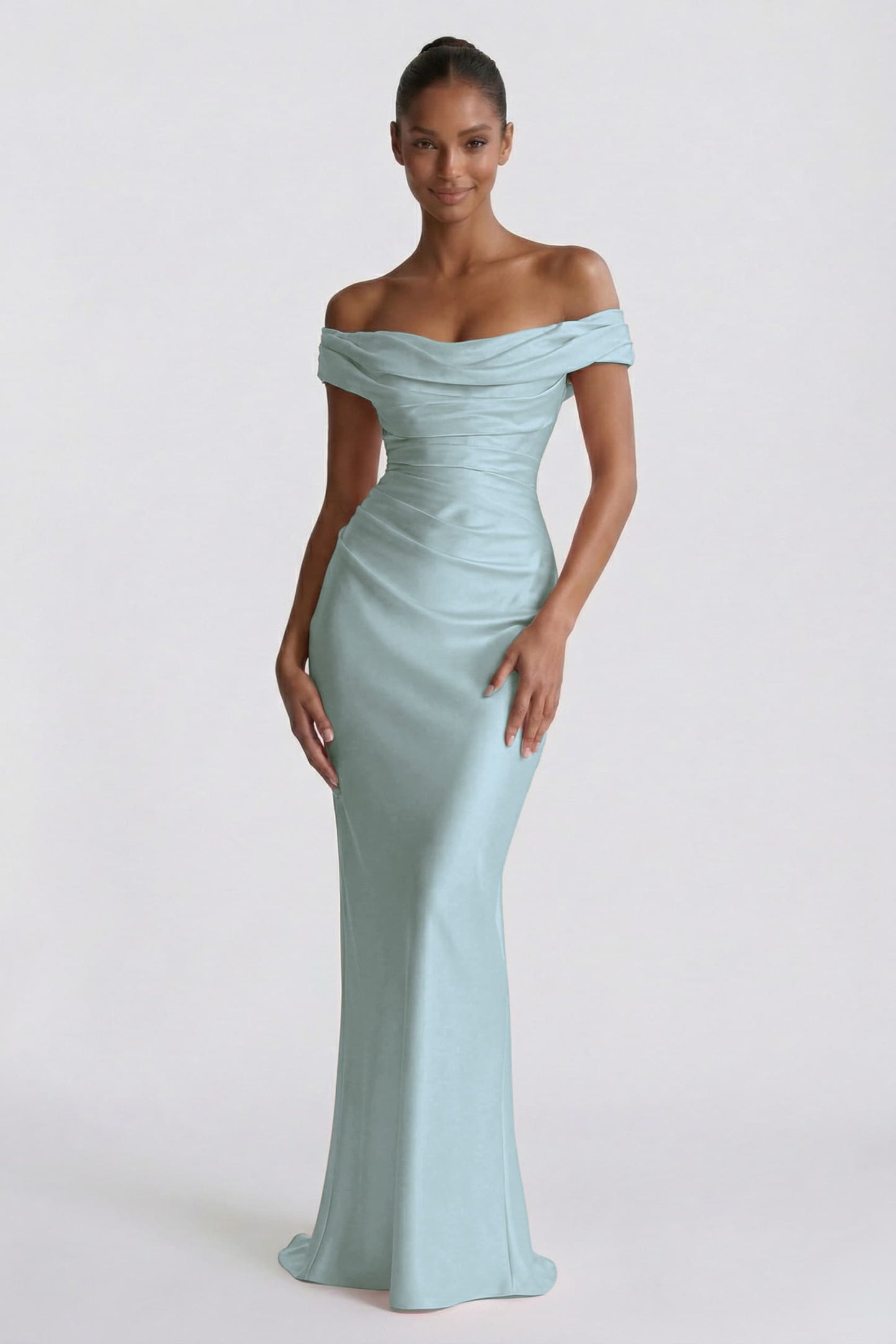 Sheath-Column Floor Length Acetate Satin Bridesmaid Dress CG0303BM