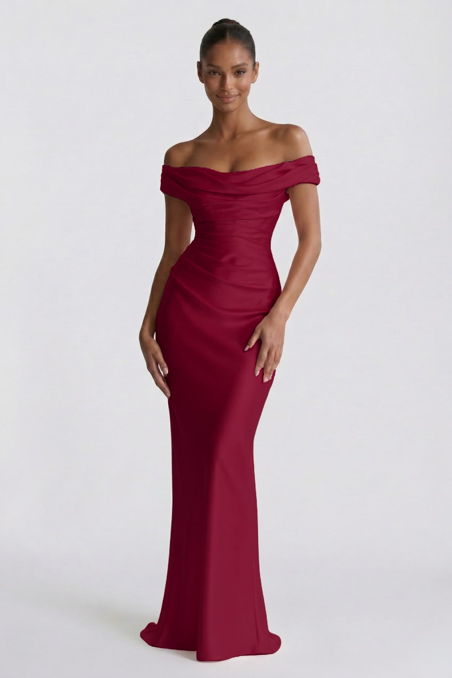 Sheath-Column Floor Length Acetate Satin Bridesmaid Dress CG0303BM