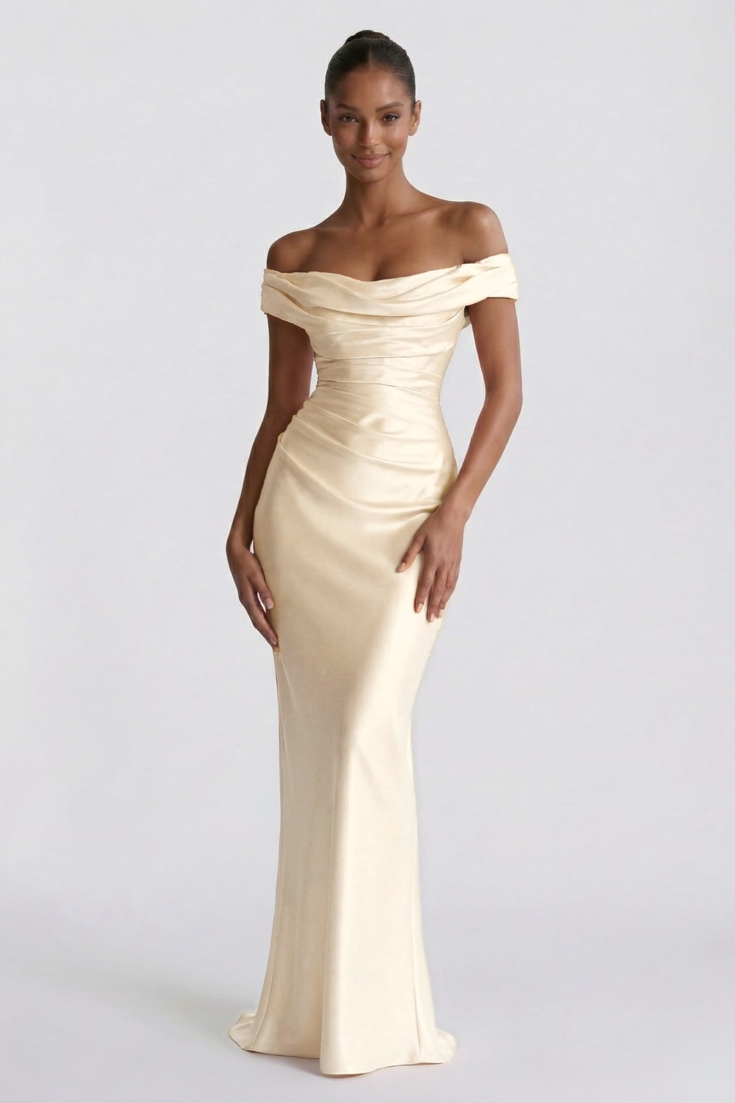Sheath-Column Floor Length Acetate Satin Bridesmaid Dress CG0303BM