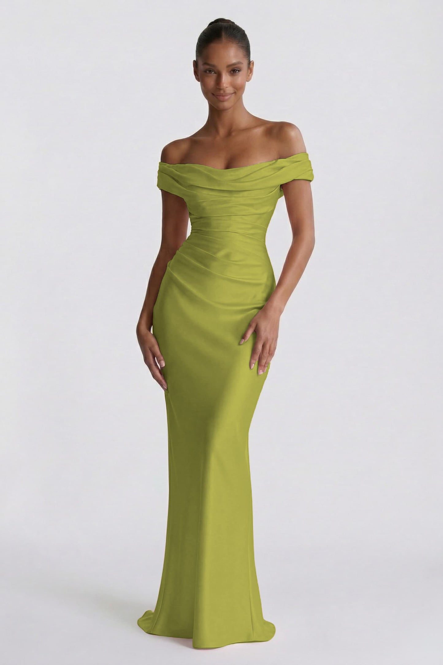 Sheath-Column Floor Length Acetate Satin Bridesmaid Dress CG0303BM
