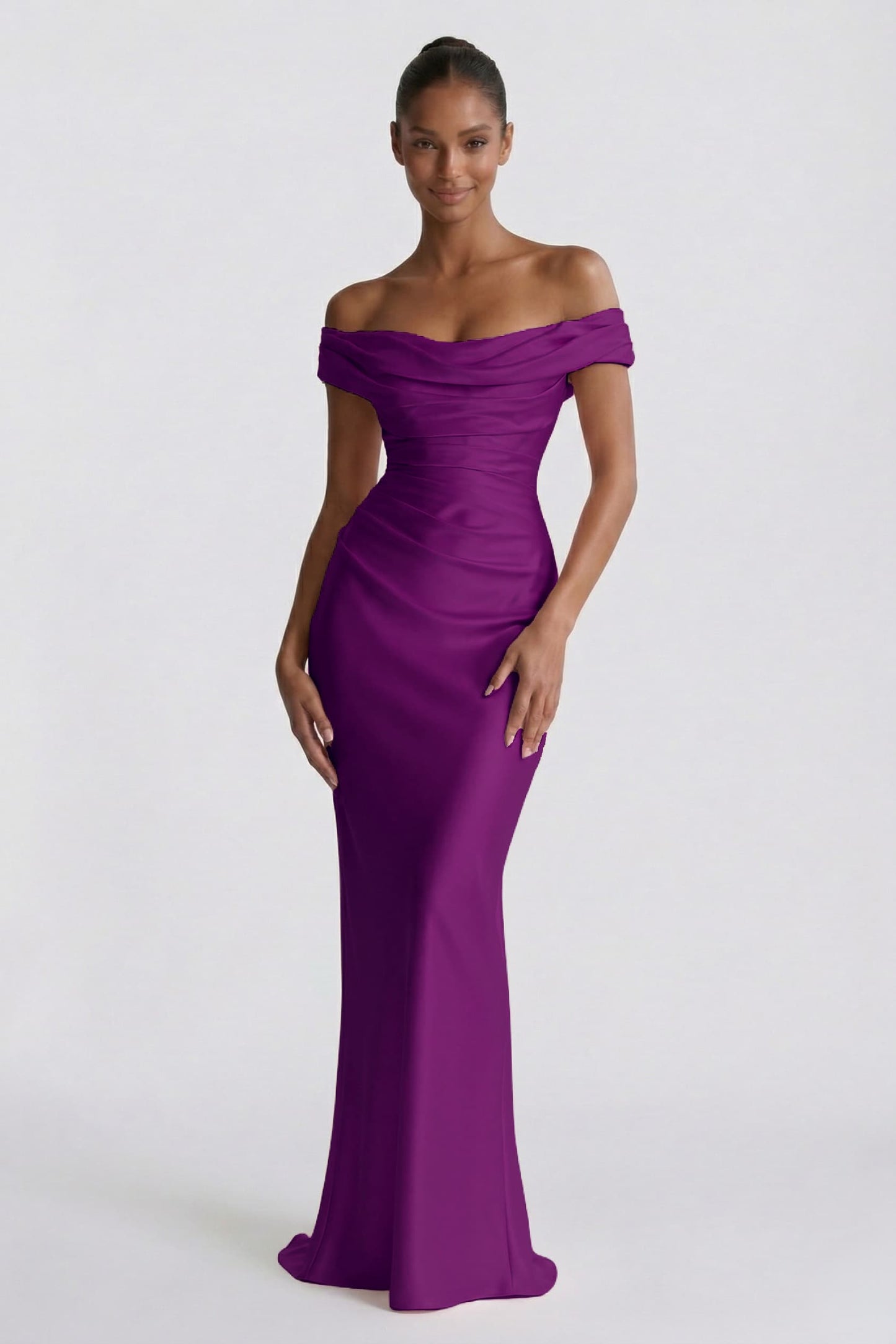 Sheath-Column Floor Length Acetate Satin Bridesmaid Dress CG0303BM