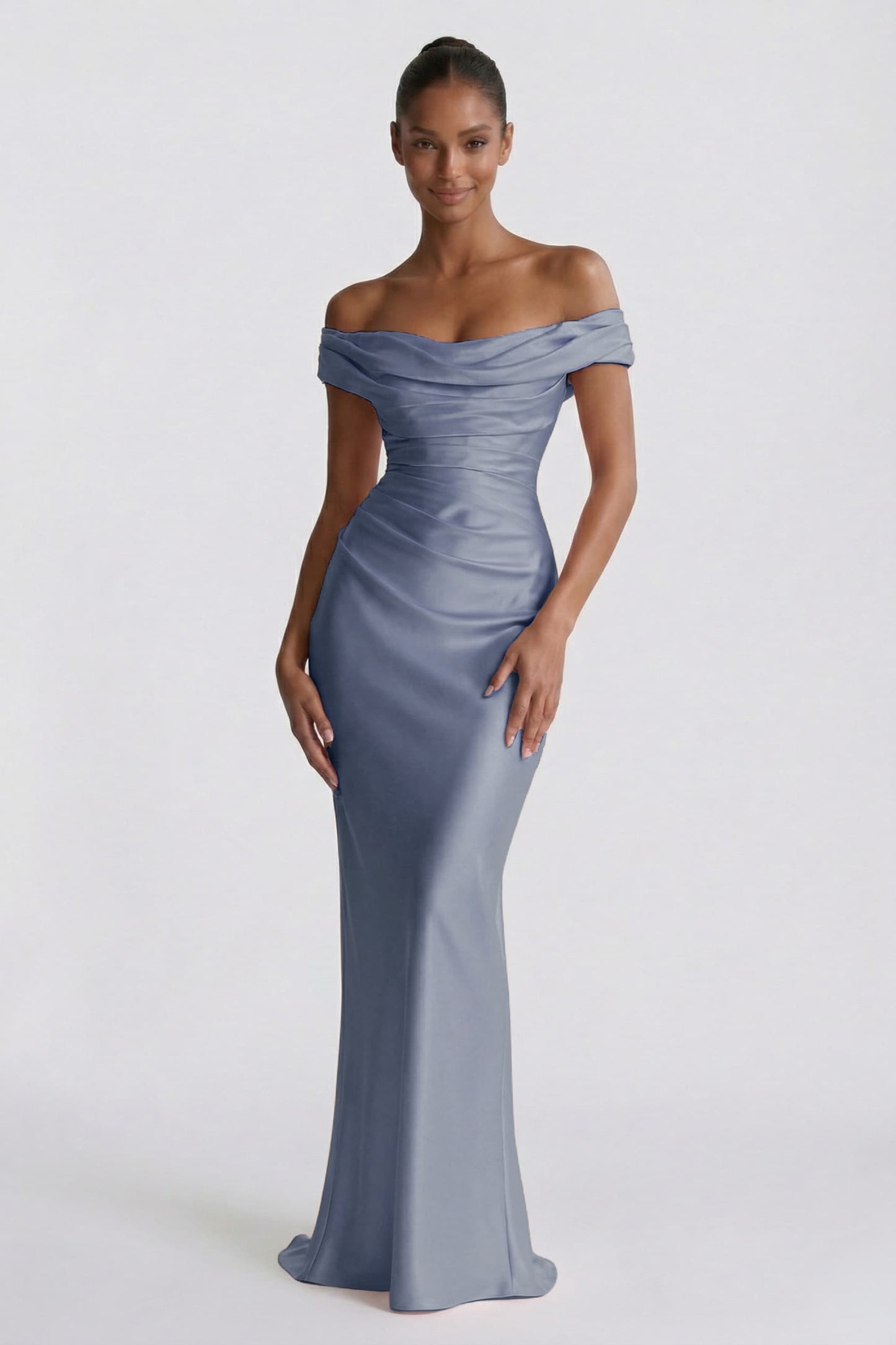 Sheath-Column Floor Length Acetate Satin Bridesmaid Dress CG0303BM