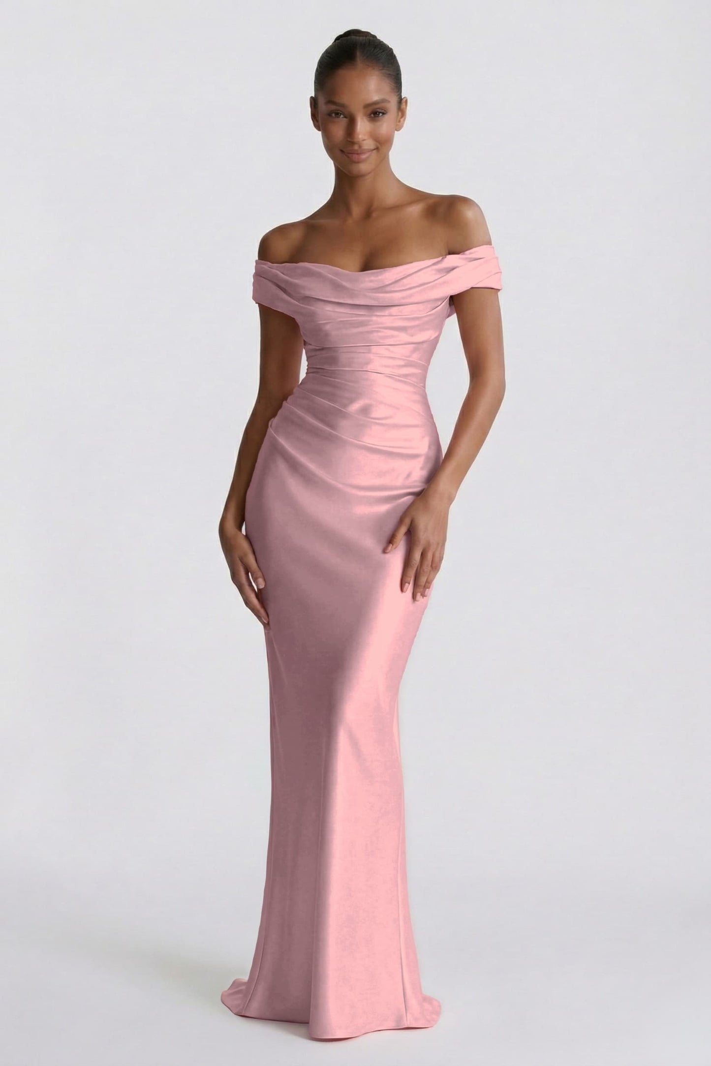Sheath-Column Floor Length Acetate Satin Bridesmaid Dress CG0303BM