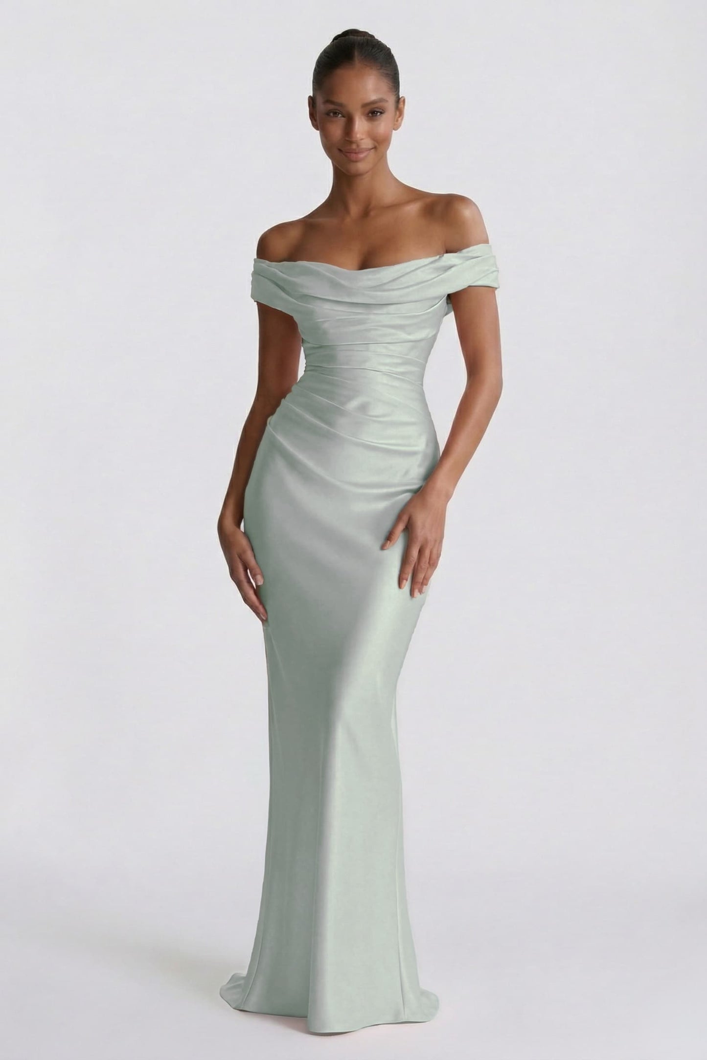 Sheath-Column Floor Length Acetate Satin Bridesmaid Dress CG0303BM