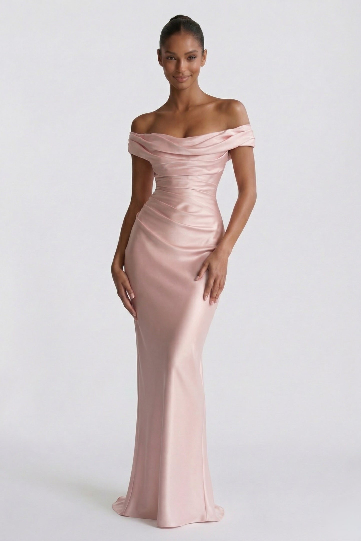 Sheath-Column Floor Length Acetate Satin Bridesmaid Dress CG0303BM