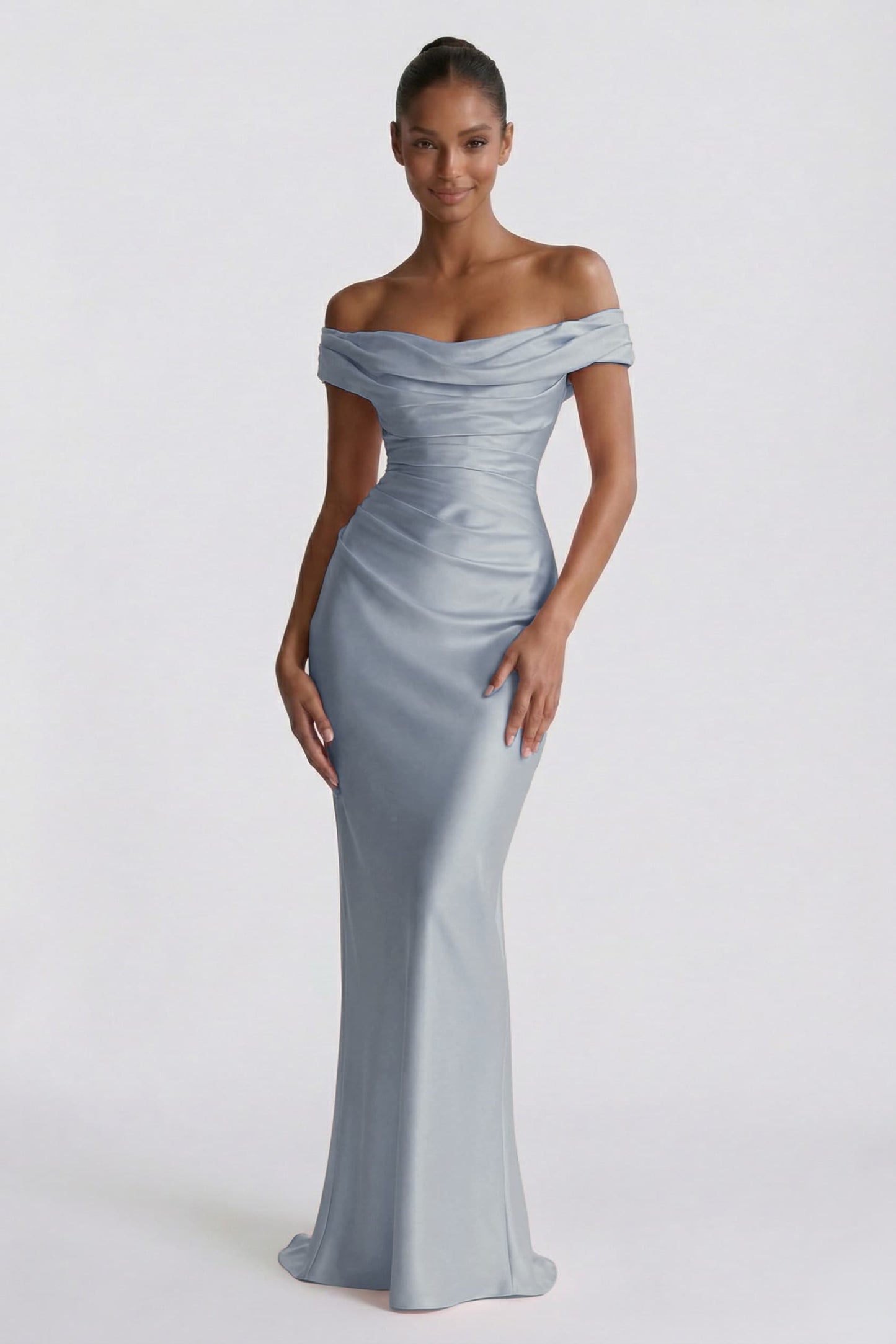 Sheath-Column Floor Length Acetate Satin Bridesmaid Dress CG0303BM