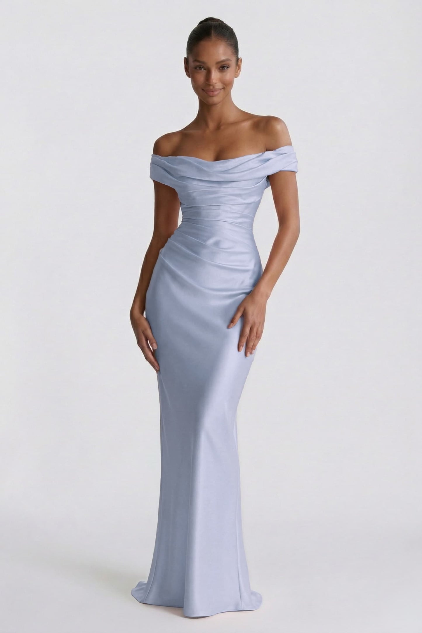 Sheath-Column Floor Length Acetate Satin Bridesmaid Dress CG0303BM