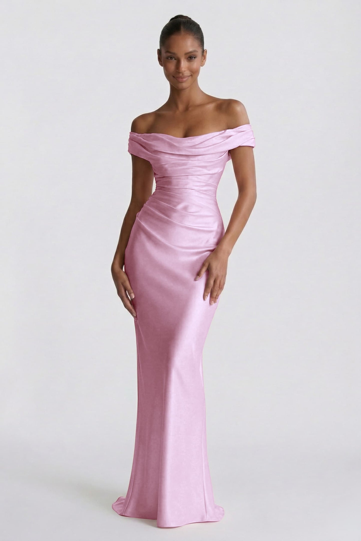 Sheath-Column Floor Length Acetate Satin Bridesmaid Dress CG0303BM