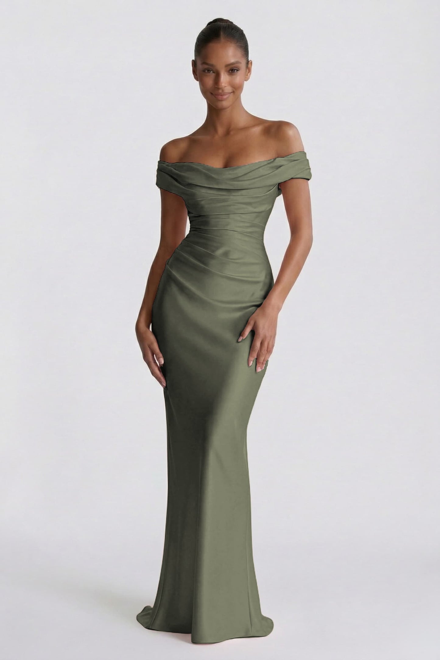 Sheath-Column Floor Length Acetate Satin Bridesmaid Dress CG0303BM
