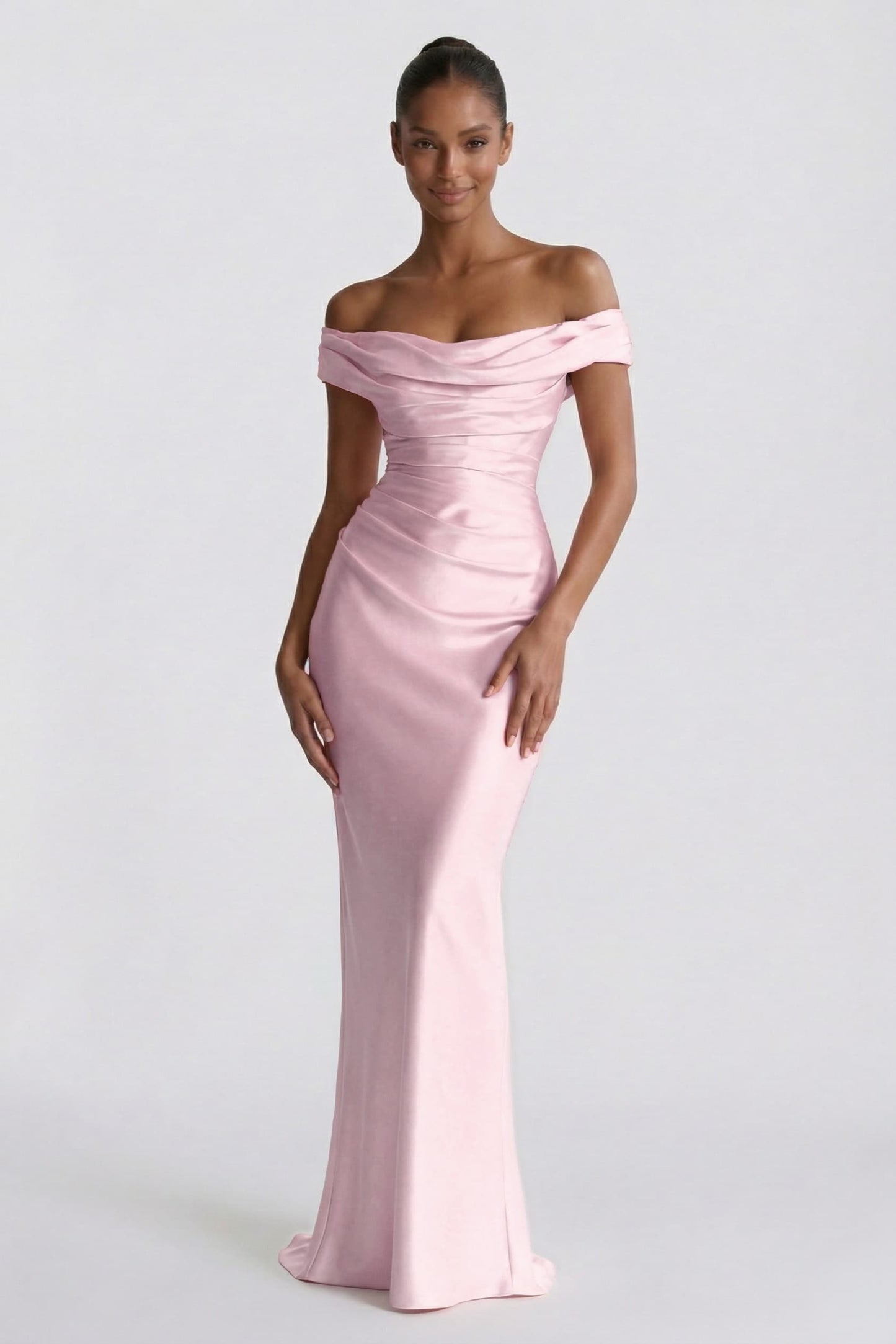 Sheath-Column Floor Length Acetate Satin Bridesmaid Dress CG0303BM