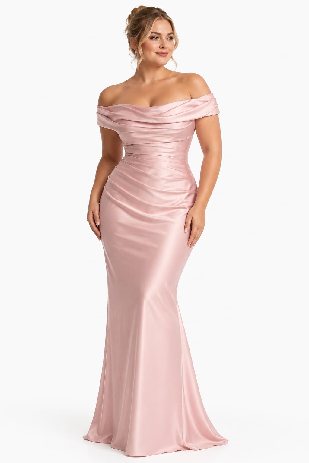 Sheath-Column Floor Length Acetate Satin Wedding Guest Dress CG0303 - Soft Blush - COCOMELODY