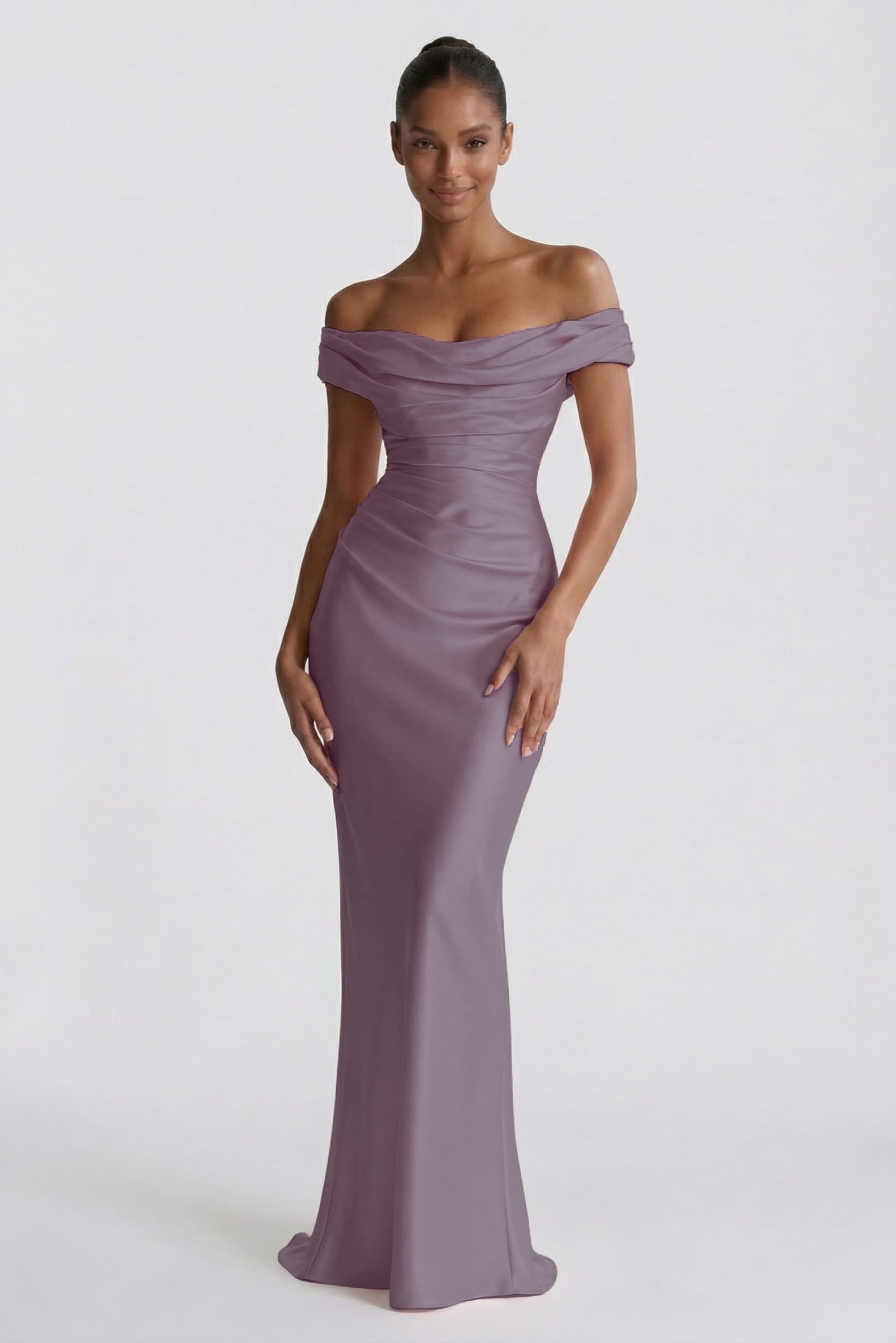Sheath-Column Floor Length Acetate Satin Bridesmaid Dress CG0303BM