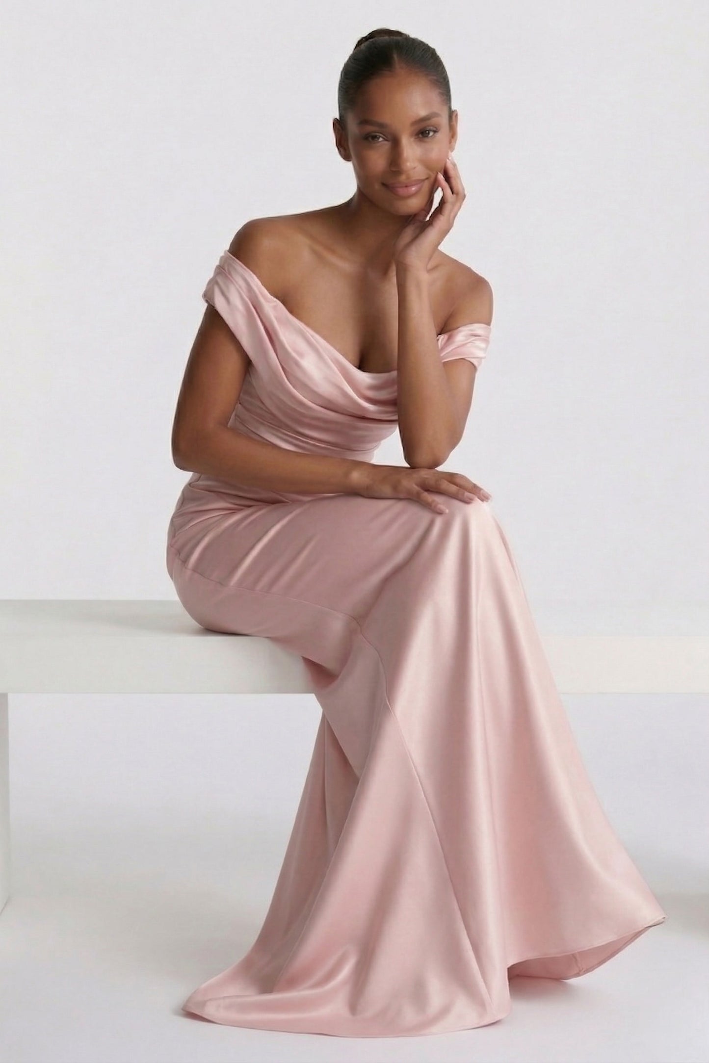 Sheath-Column Floor Length Acetate Satin Bridesmaid Dress CG0303BM
