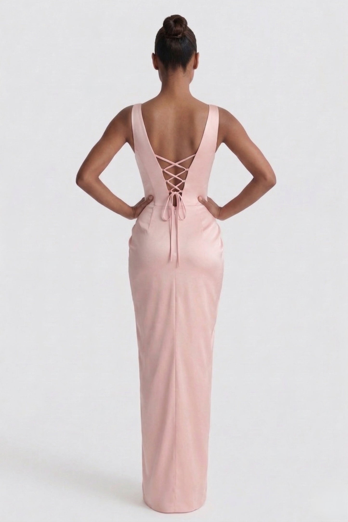 Sheath-Column Floor Length Acetate Satin Bridesmaid Dress CG0304BM